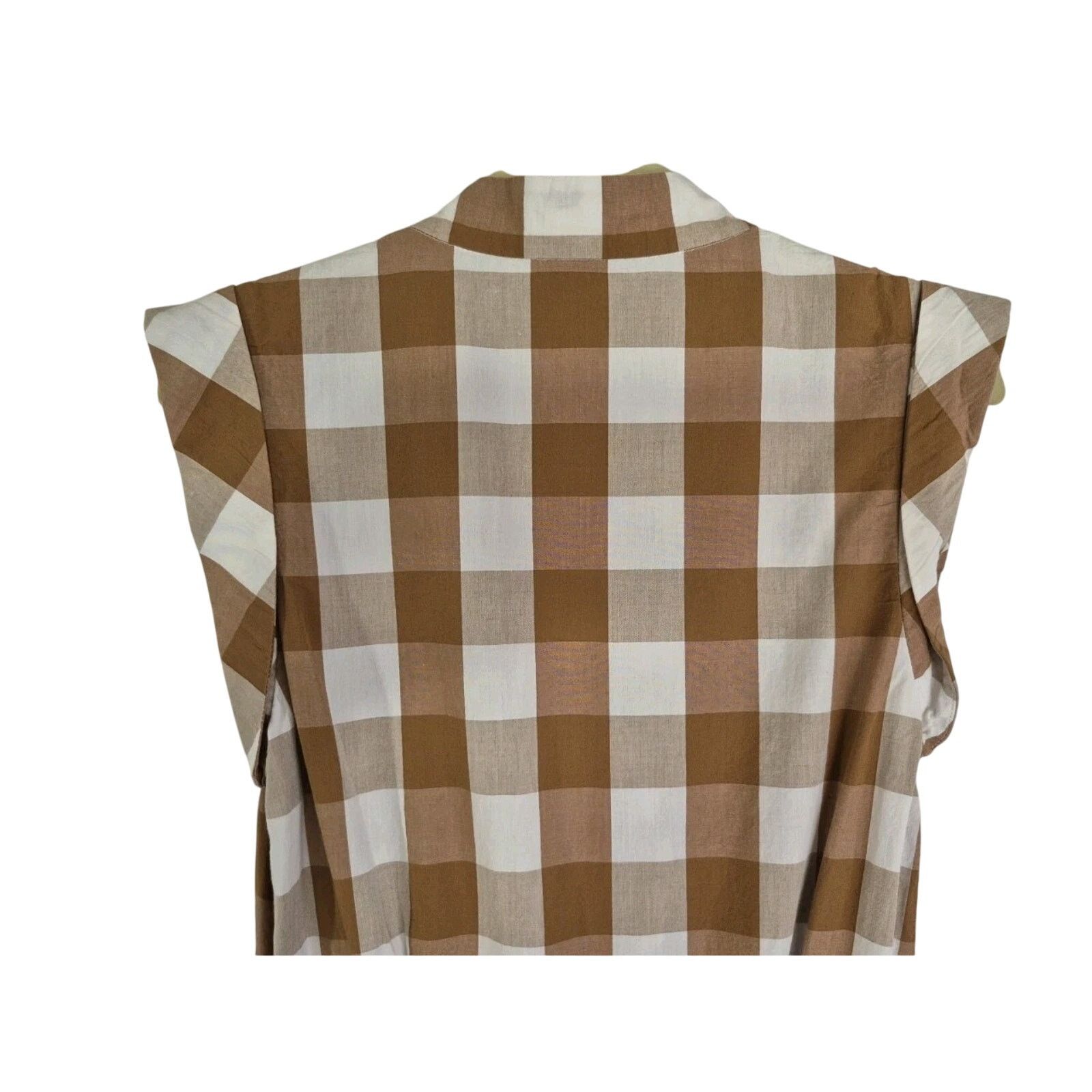 Anthropologie Anthropologie Whit Two Womens Brown Cream Gingham Romper XS Size 28" / US 6 / IT 42 - 5 Thumbnail