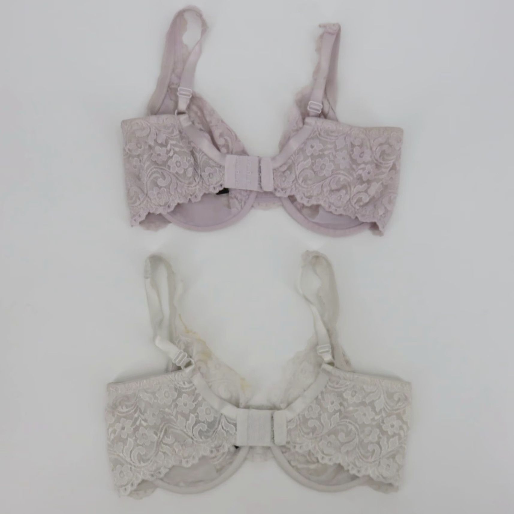 Vintage Smart & Sexy Bra 38DD Purple White Underwire Lace Unlined Style SA964 Lot of 2 Size ONE SIZE - 7 Thumbnail