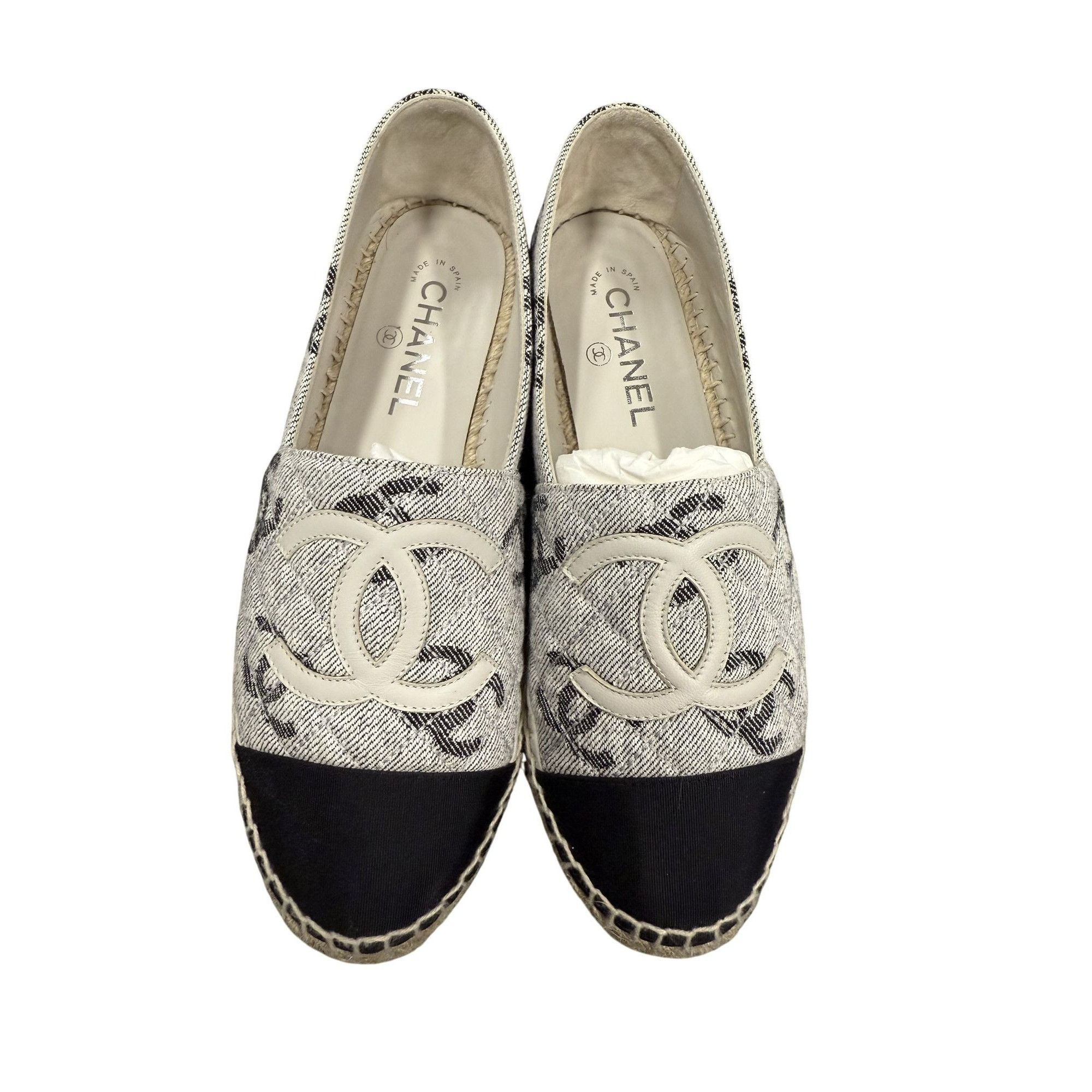 Chanel Chanel Espadrille Flats Canvas & Leather CC Logo Design Blac Size US 9 / IT 39 - 1 Thumbnail