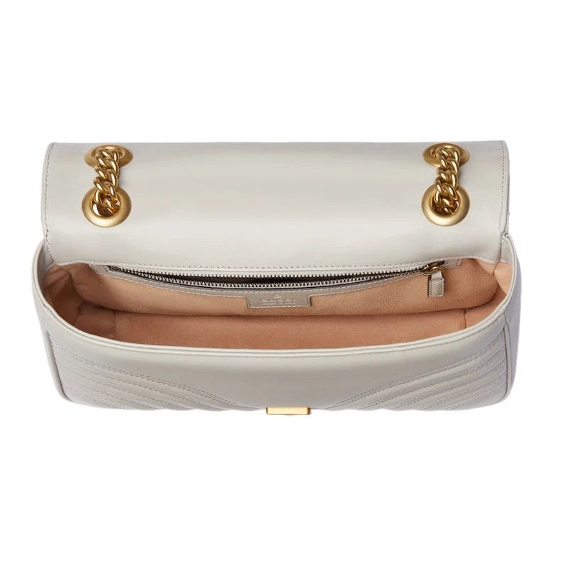 Gucci Gucci Marmont Medium GG Light Grey Leather Shoulder Bag Size ONE SIZE - 5 Thumbnail