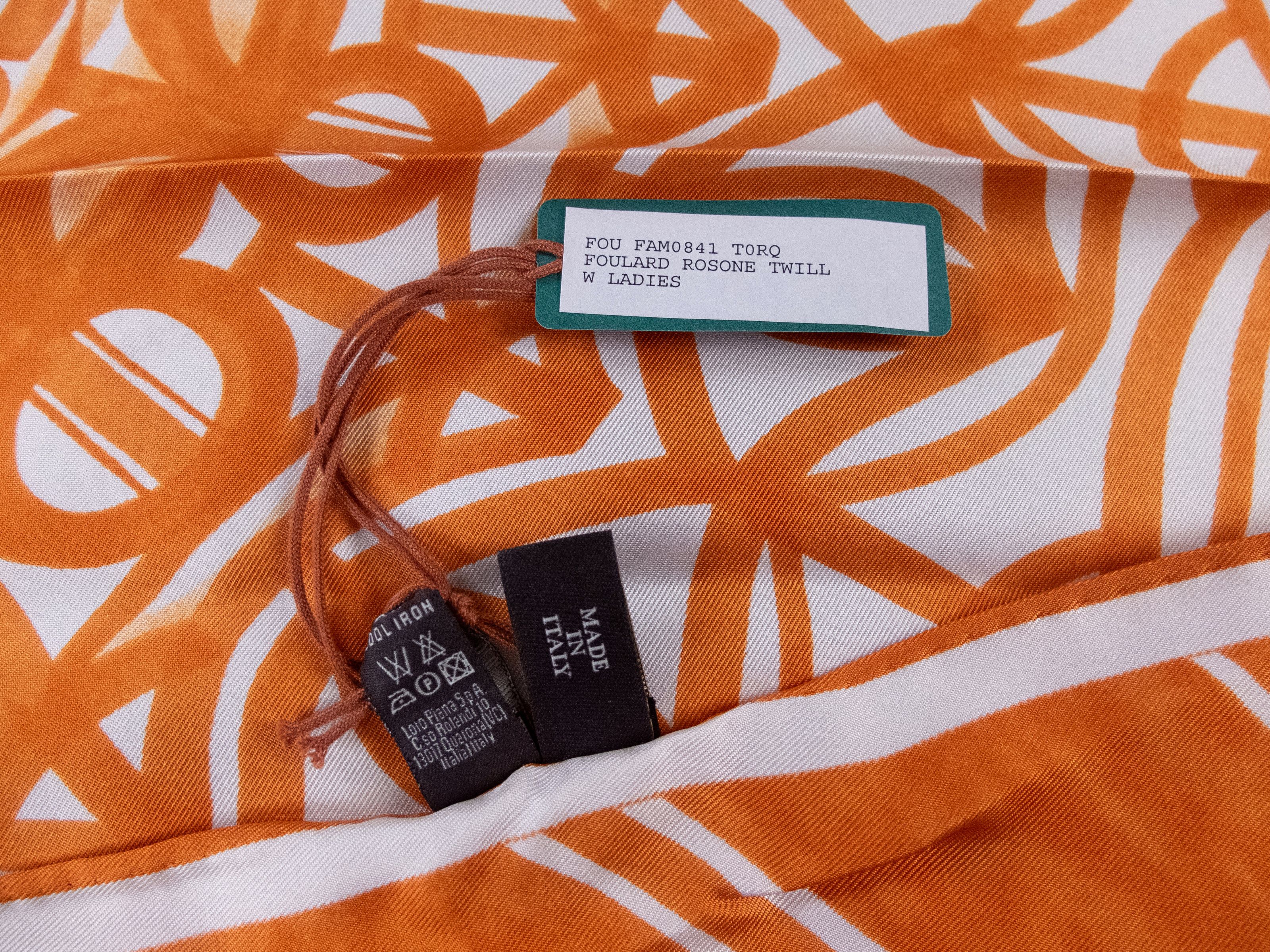 Loro Piana LORO PIANA Rosone orange white floral silk foulard scarf Size ONE SIZE - 4 Thumbnail