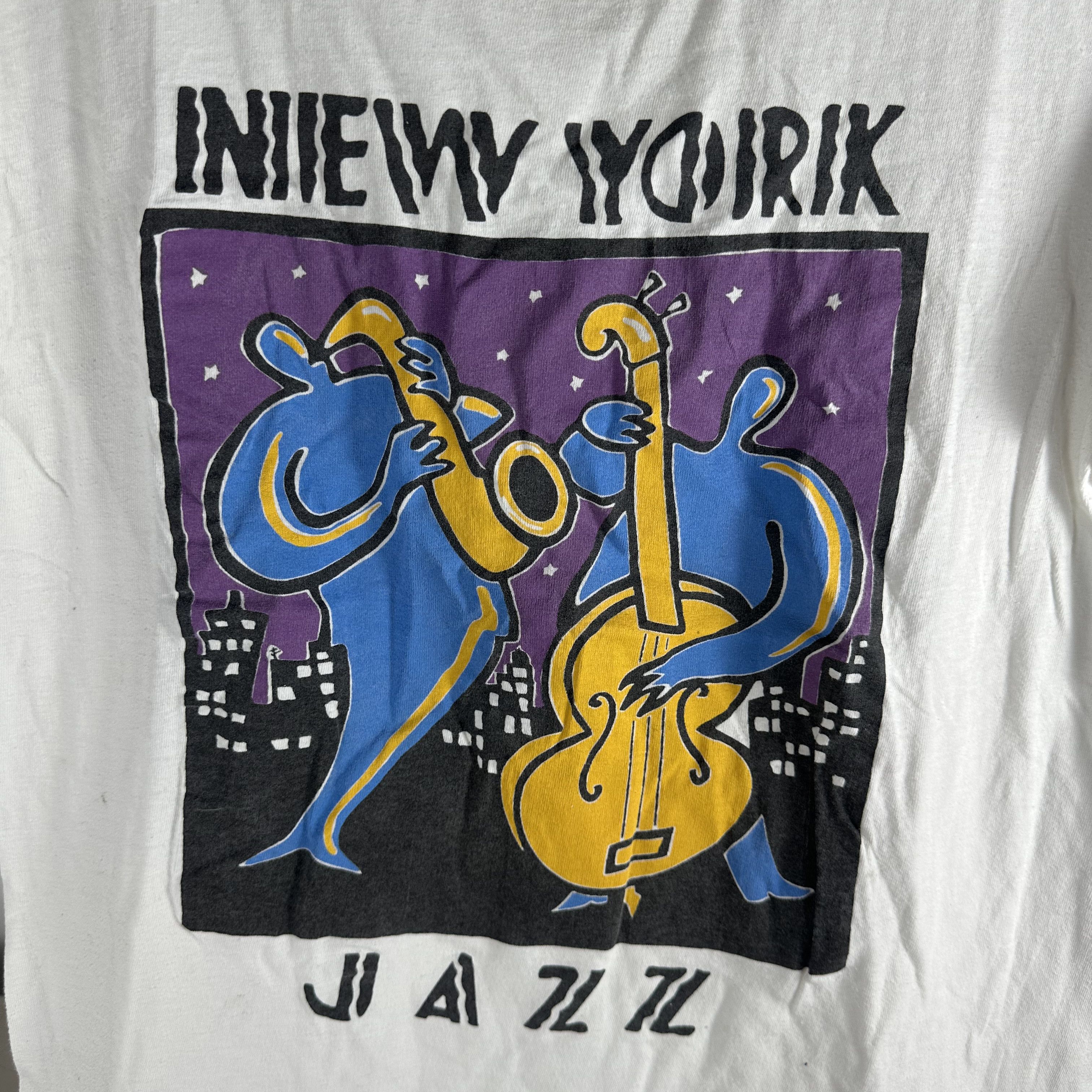 Vintage Vintage 80s New York Jazz Artwork Graphic T-shirt Size US M / EU 48-50 / 2 - 2 Thumbnail