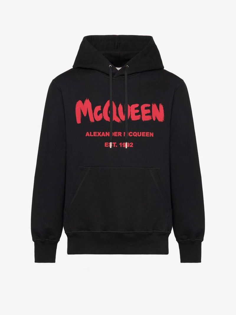 Alexander McQueen o1srvl11e0226 McQueen Graffiti Hooded Sweatshirt In Black Size US M / EU 48-50 / 2 - 1 Thumbnail