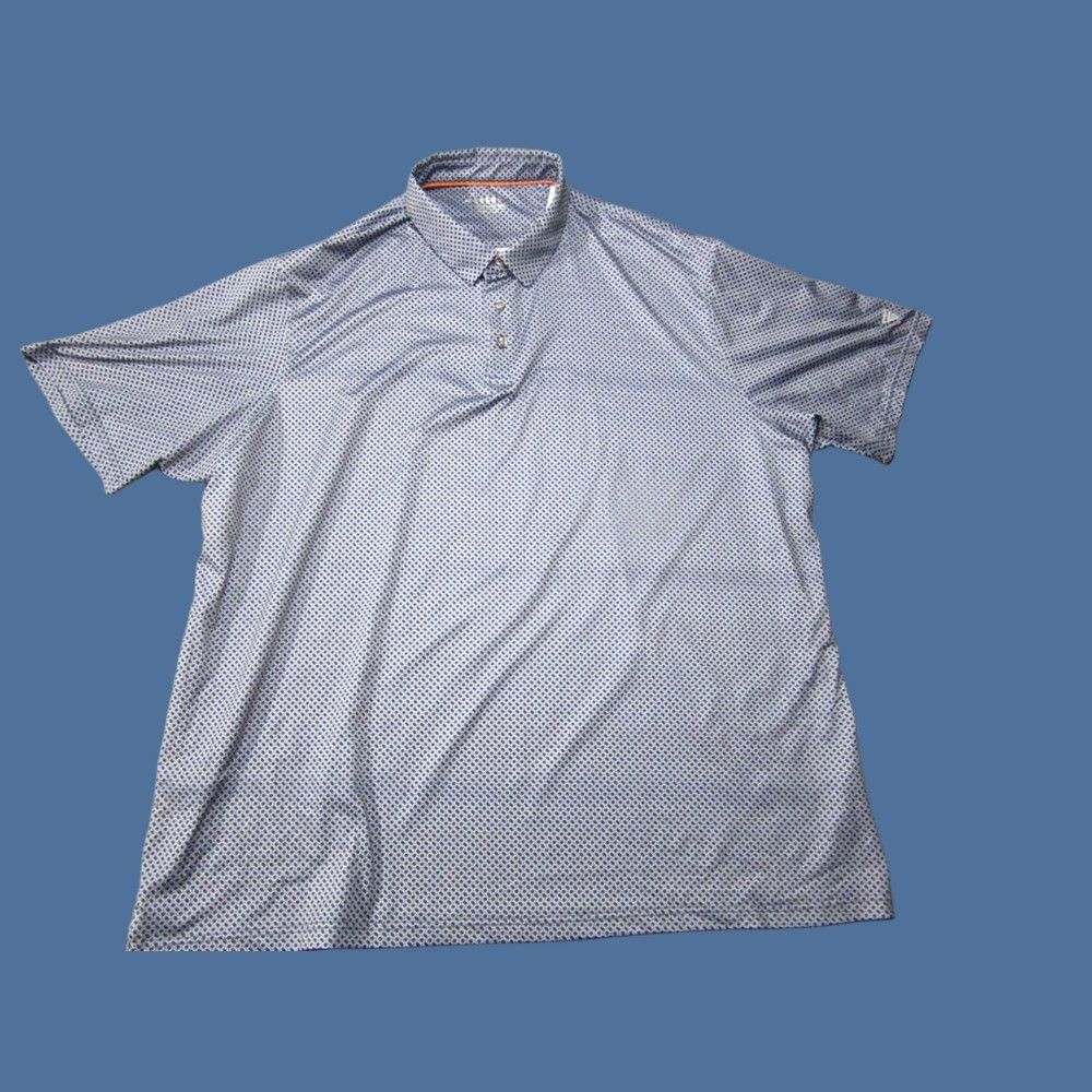 Vintage Maelreg Polo Shirt Mens 4XL Blue Geometric Golf Performance Stretch Activewear Wicking Short Sleeve Size US XXL / EU 58 / 5 - 1 Thumbnail