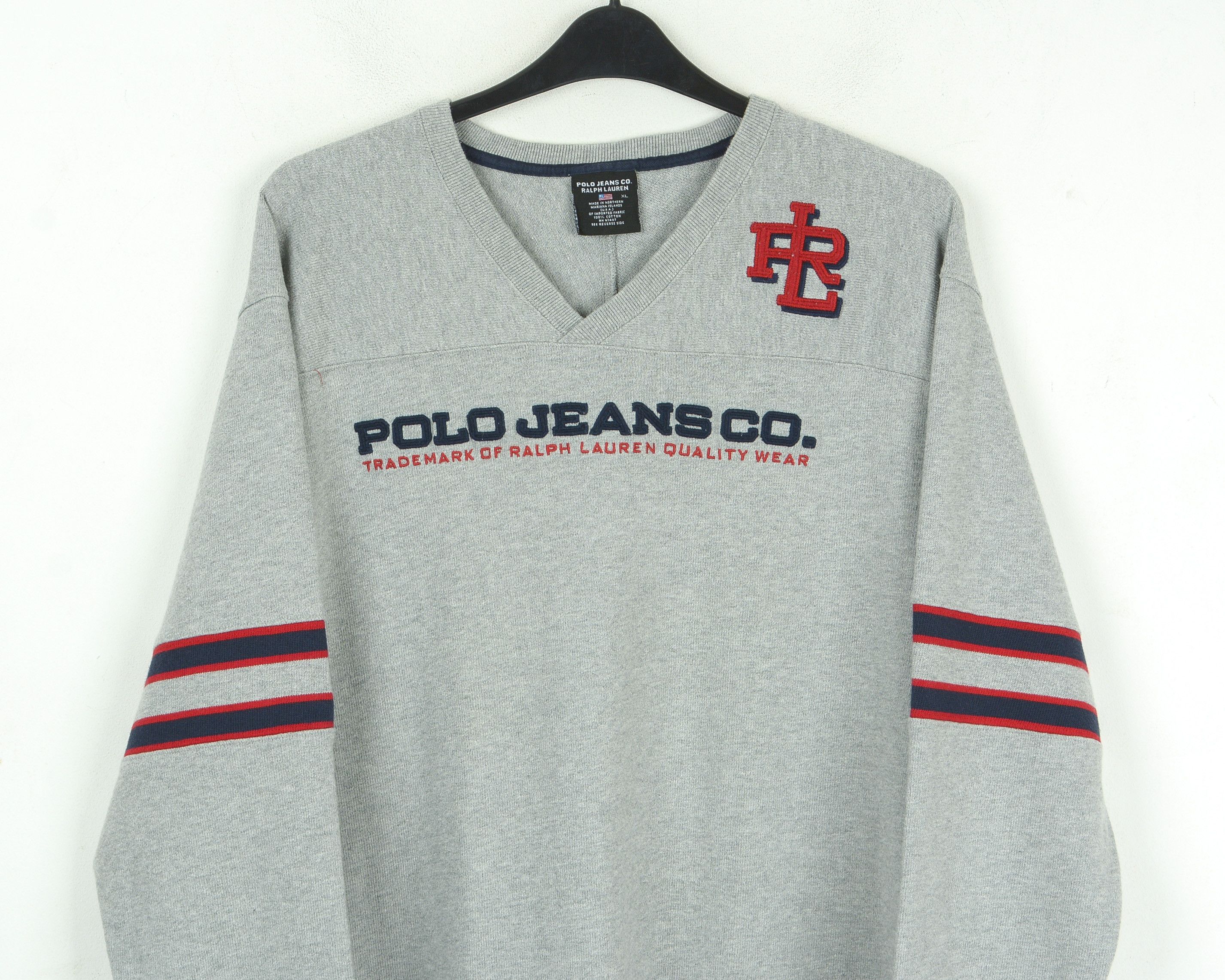 Polo Ralph Lauren POLO JEANS Pullover Jumper Sweater V-Neck Sweatshirt Top Size US XL / EU 56 / 4 - 5 Thumbnail