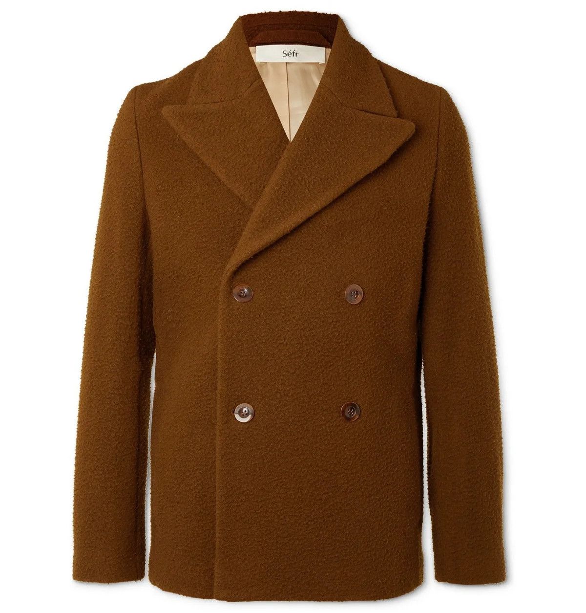 Sefr Hamra Double-Breasted Brushed Virgin Wool-Blend Jacket 