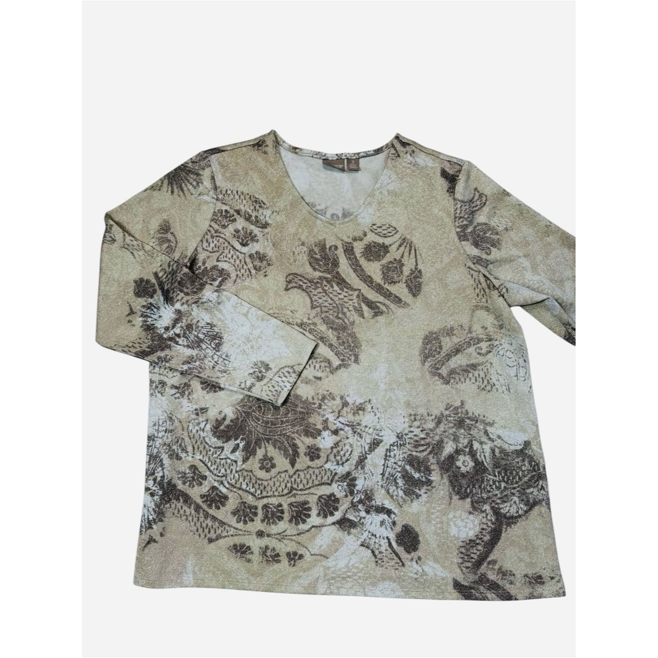 Chicos Chico's Shimmer Taupe V-Neck Knit Tunic Top Size 3 US XL Size XL / US 12-14 / IT 48-50 - 2 Thumbnail