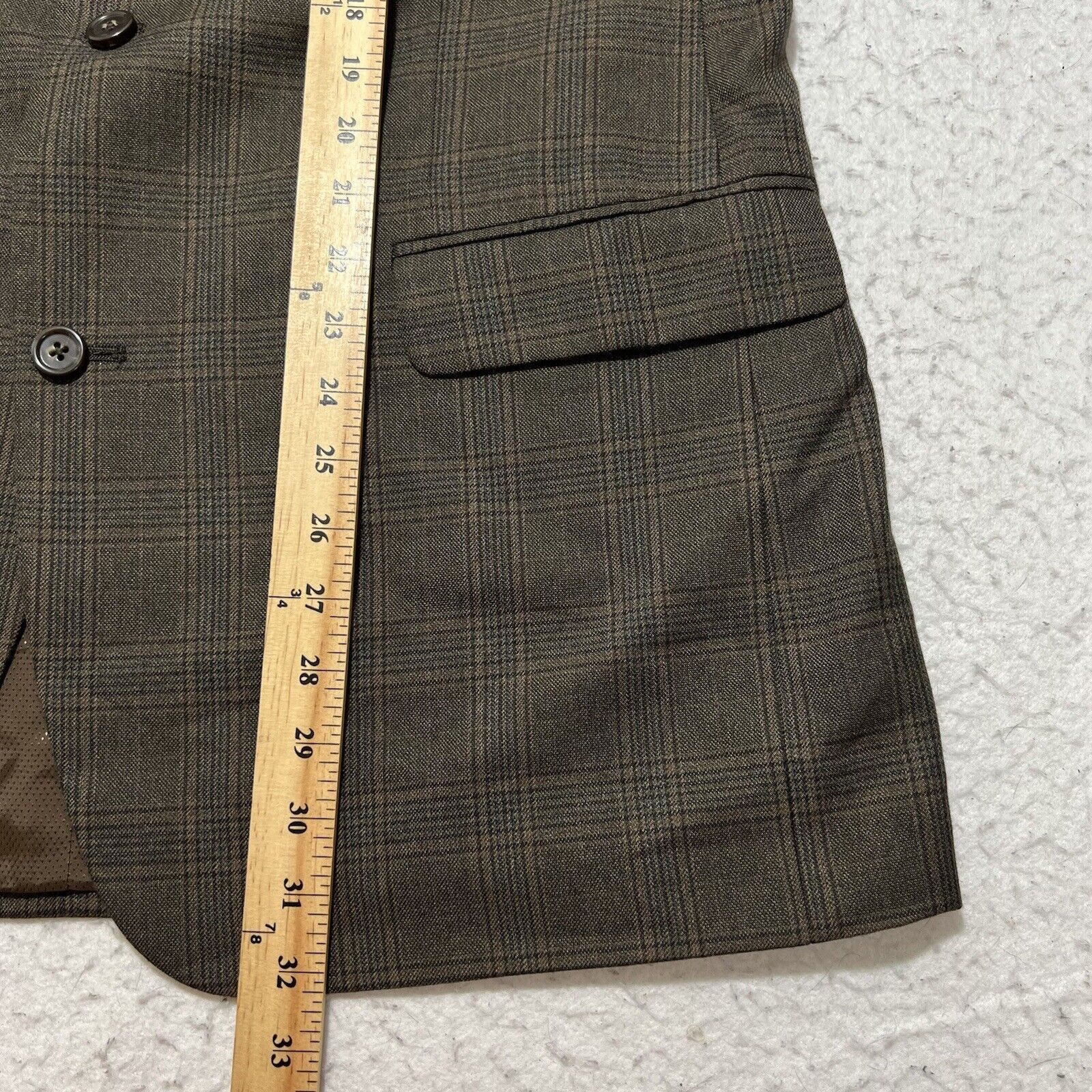 Michael Kors Michael Kors 44L Olive Green/Brown Windowpane Suit Jacket Size 44L - 9 Thumbnail