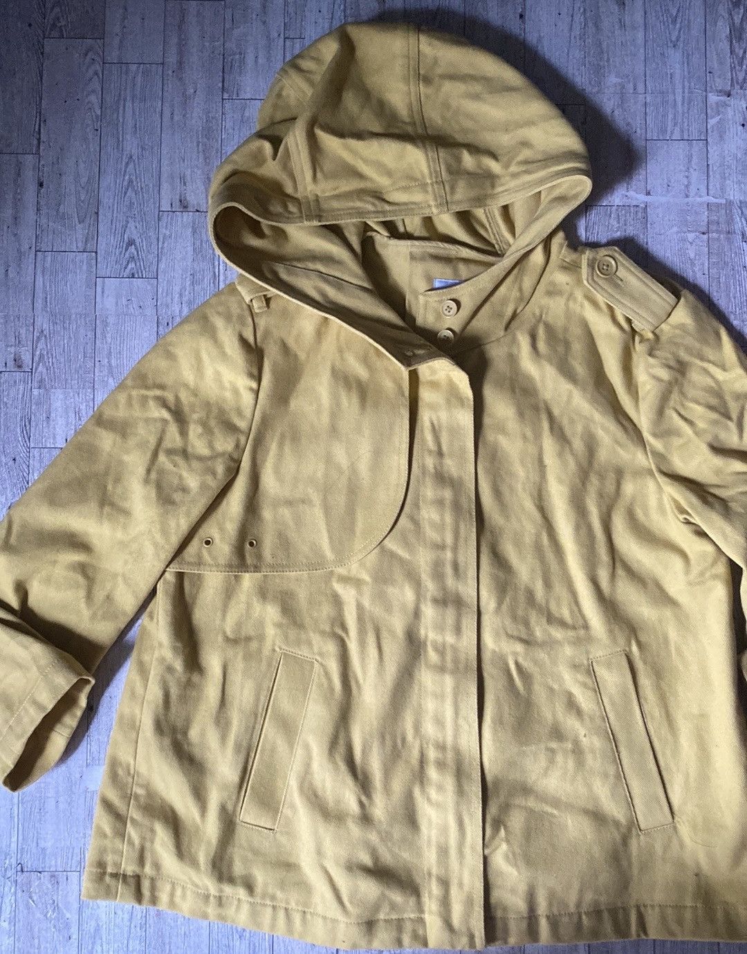 Gap Gap, Mustard, Tent Style, Hooded Jean Jacket Size M / US 6-8 / IT 42-44 - 11 Thumbnail