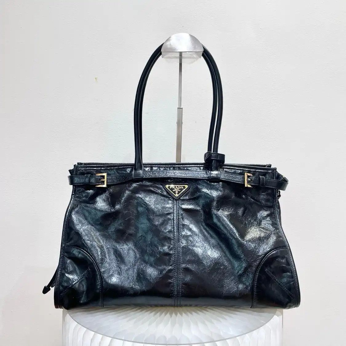 Prada PRADA Bonnie Large black cowhide leather logo shoulder bag Size ONE SIZE - 1 Thumbnail