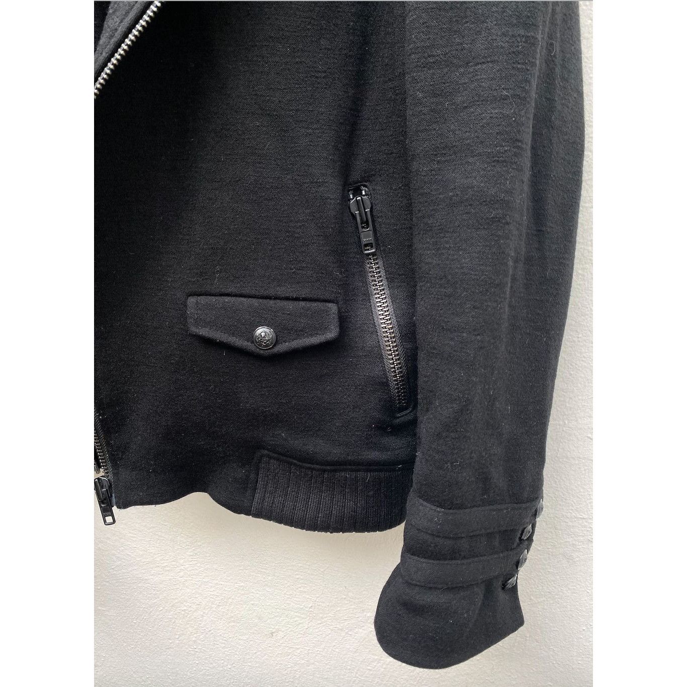 The Kooples Black Wool Biker Jacket Size US XS / EU 42 / 0 - 3 Thumbnail