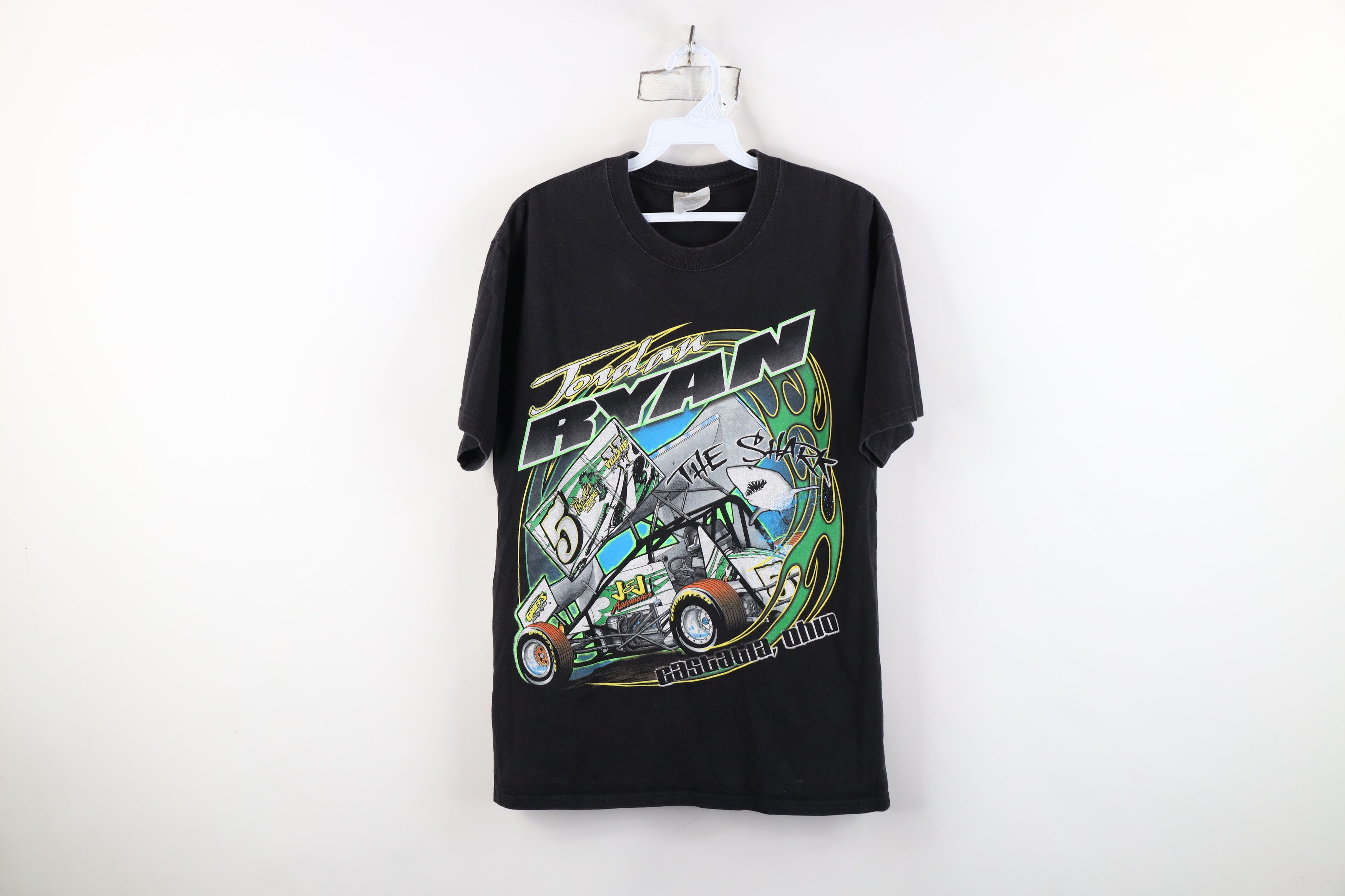 Vintage Vintage Y2K The Shark Jordan Ryan Racing T-Shirt Black Size US M / EU 48-50 / 2 - 1 Thumbnail