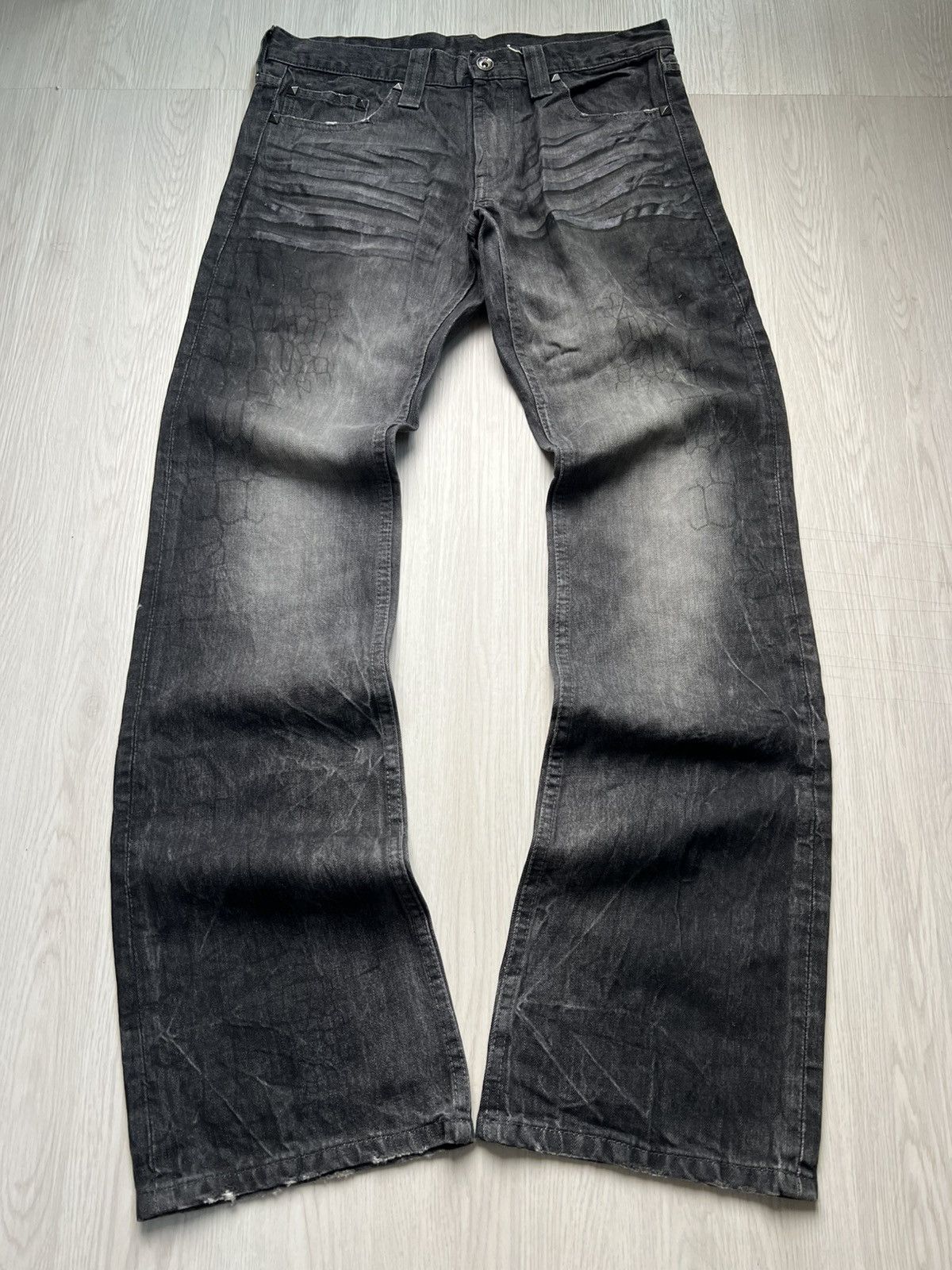 Semantic Design Mud Max Snake Pattern Studded Flared Jeans