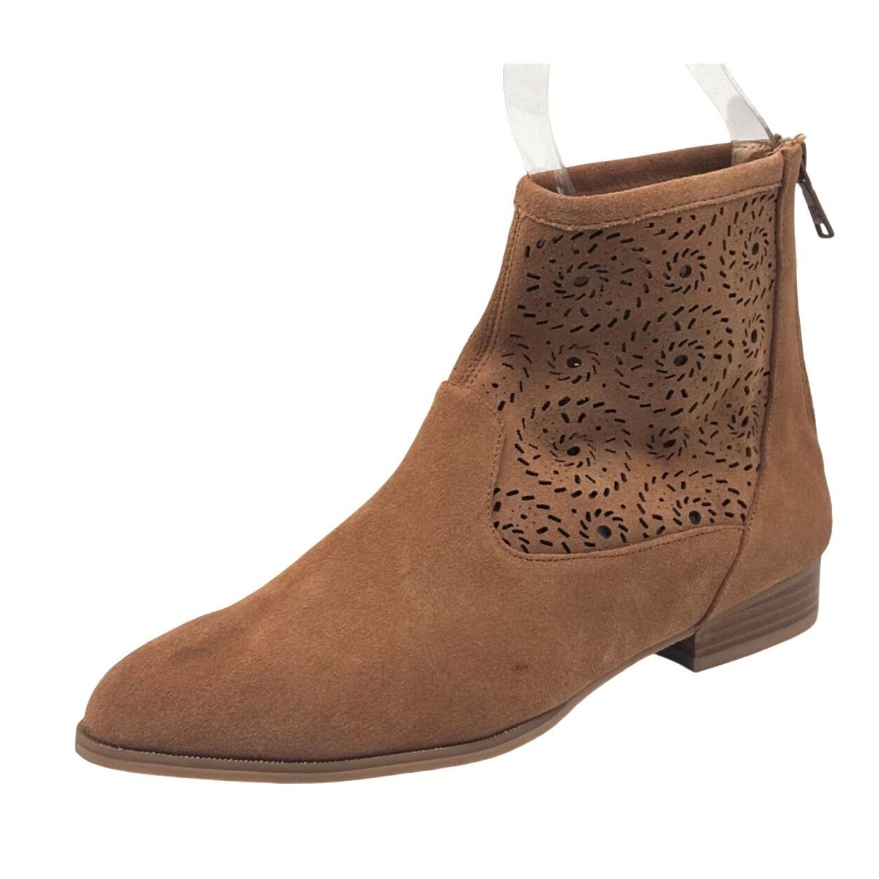 Jack Rogers Jack Rogers Floral Cutout Ronnie Suede Booties, Tan, Size 7. Size US 7.5 / IT 37.5 - 3 Thumbnail