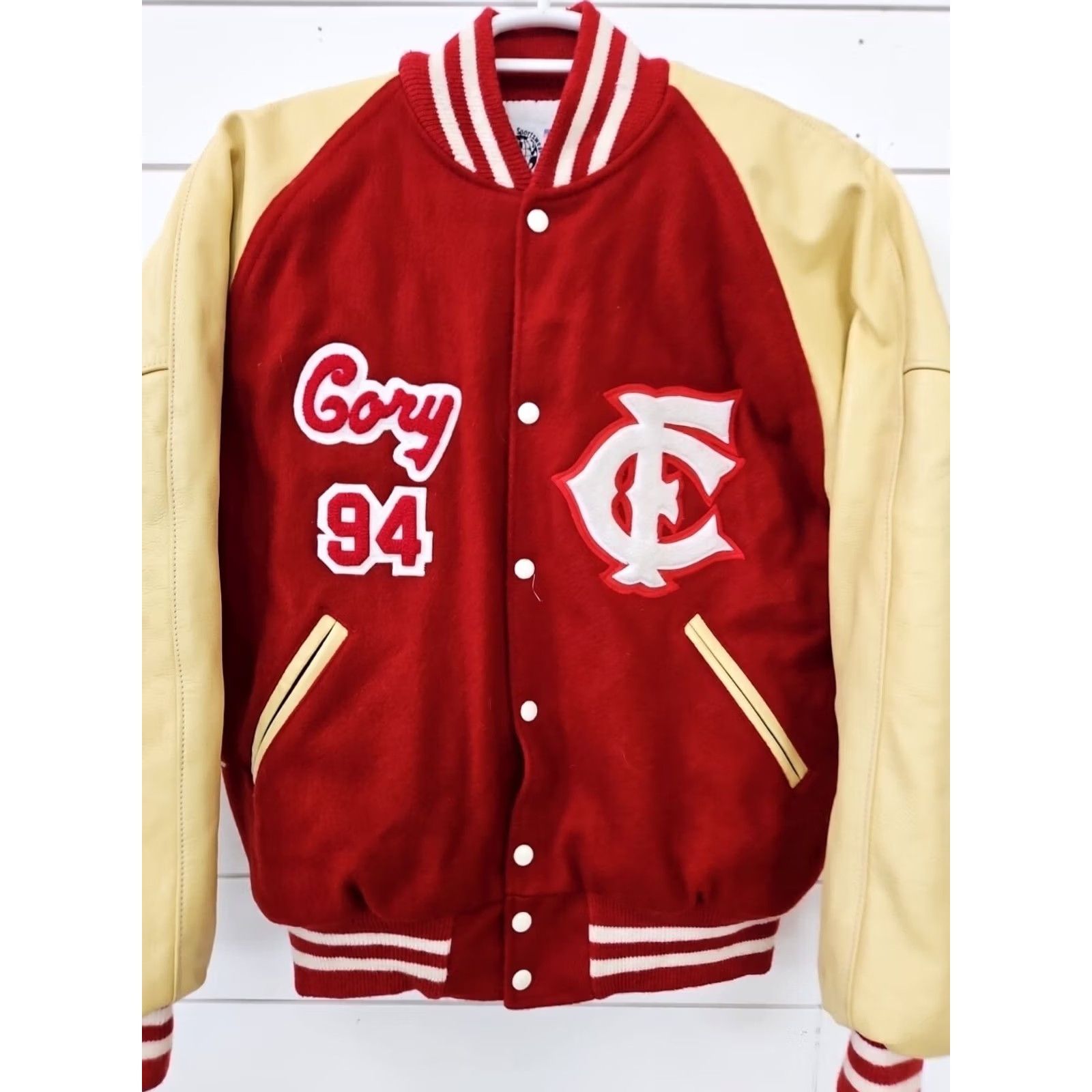 Vintage VINTAGE Leader Sportswear Leather Letterman Jacket Mens Large - Chippewa Falls WI 1994 Flight/Bomber Red Varsity Shirt/Workwear Size US L / EU 52-54 / 3 - 3 Thumbnail