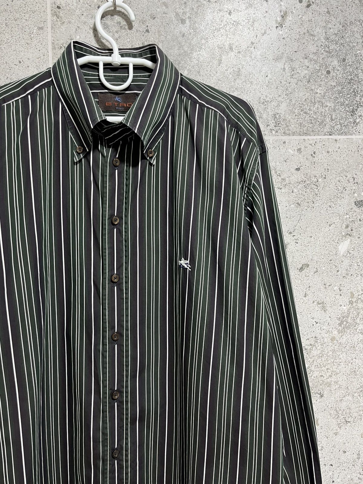Etro × Vintage Etro Shirt Black Striped Men Size 43 Size US M / EU 48-50 / 2 - 2 Thumbnail