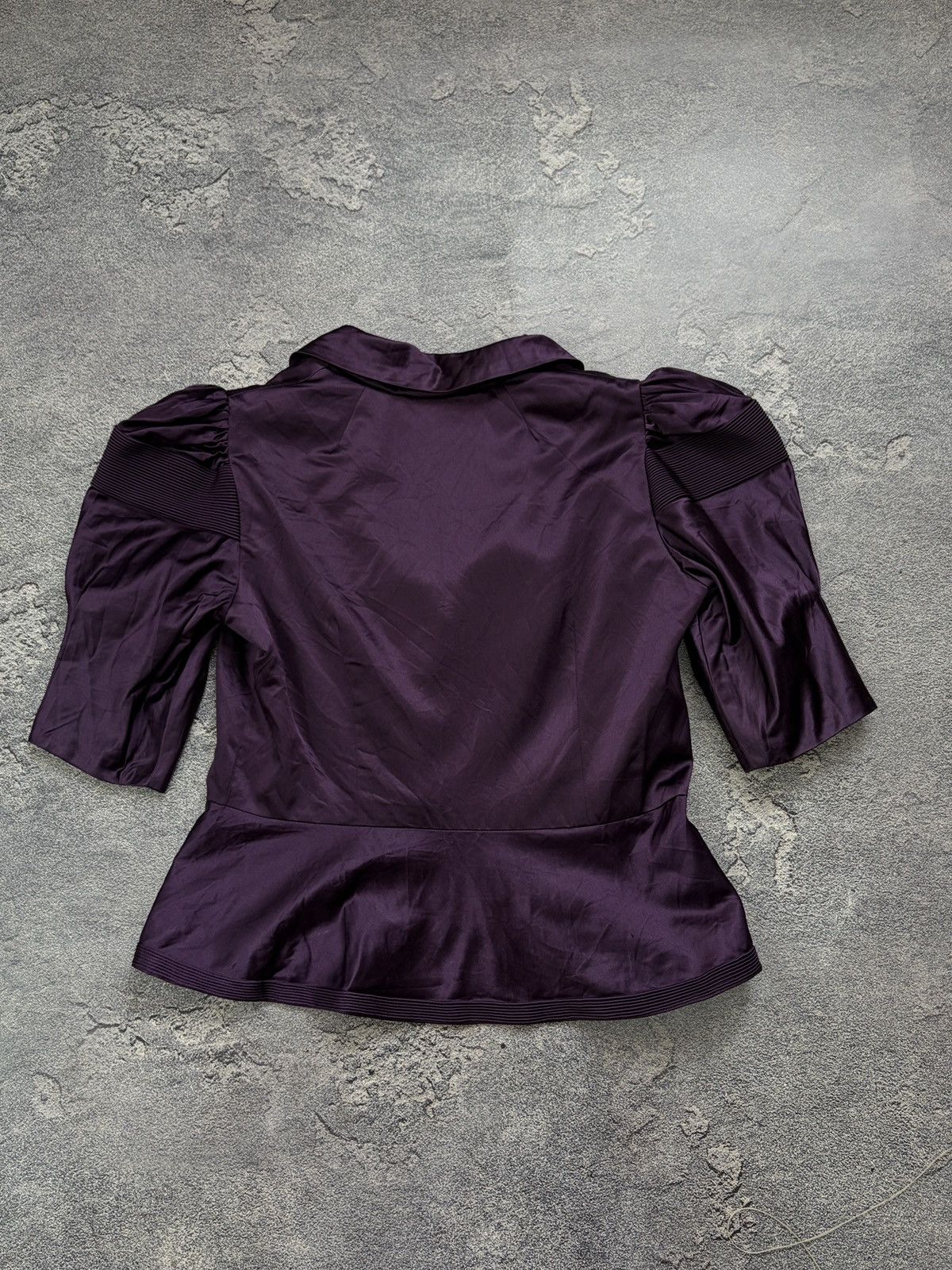 Ralph Lauren Ralph Lauren Purple Silk Blend Puff Sleeve Peplum Blouse 12 Size L / US 10 / IT 46 - 2 Thumbnail