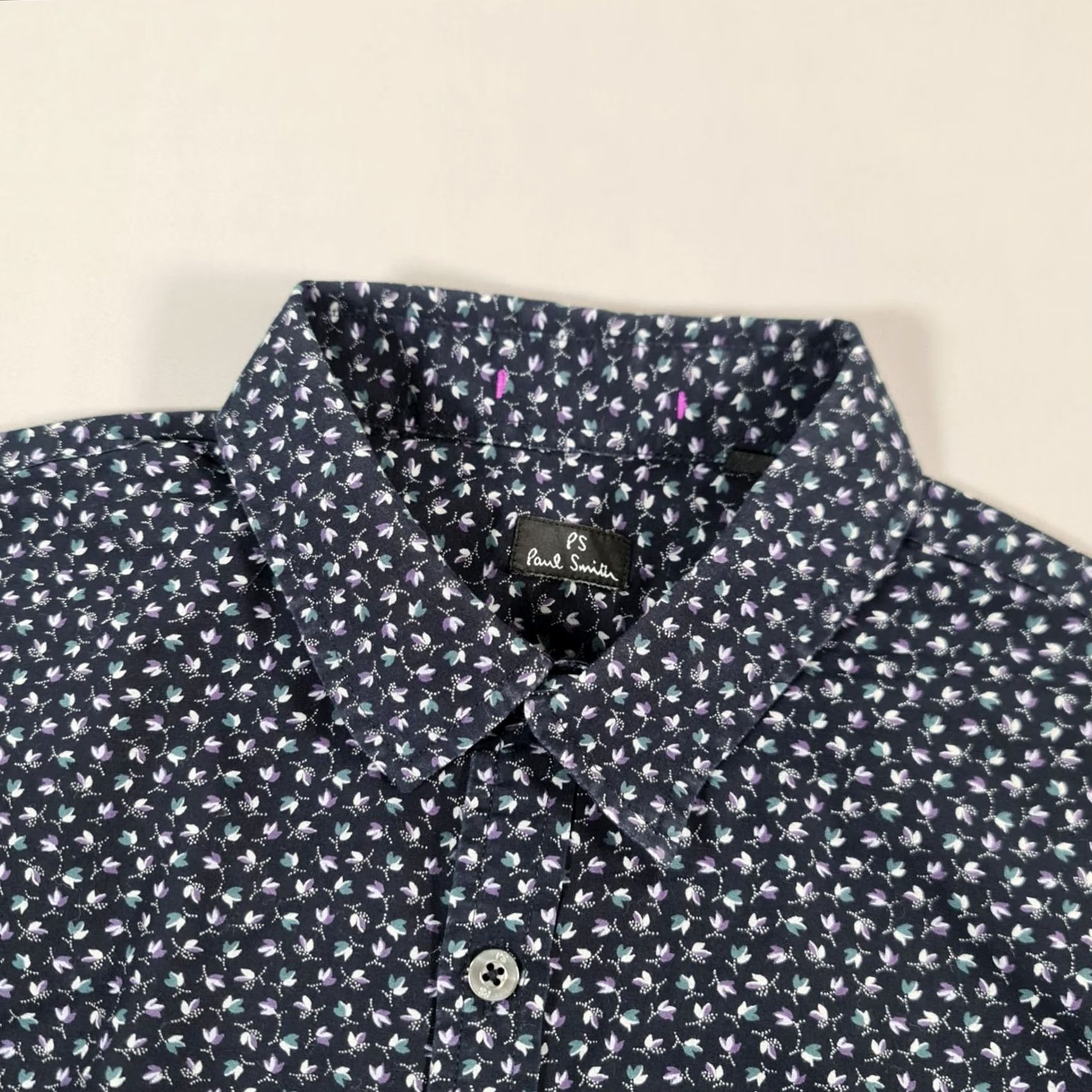 Paul Smith Paul Smith Mens Shirt Navy Blue Floral Cotton Button-Up Long Sleeve Slim M Casual Summer Holiday City London Women's? Size US M / EU 48-50 / 2 - 2 Thumbnail