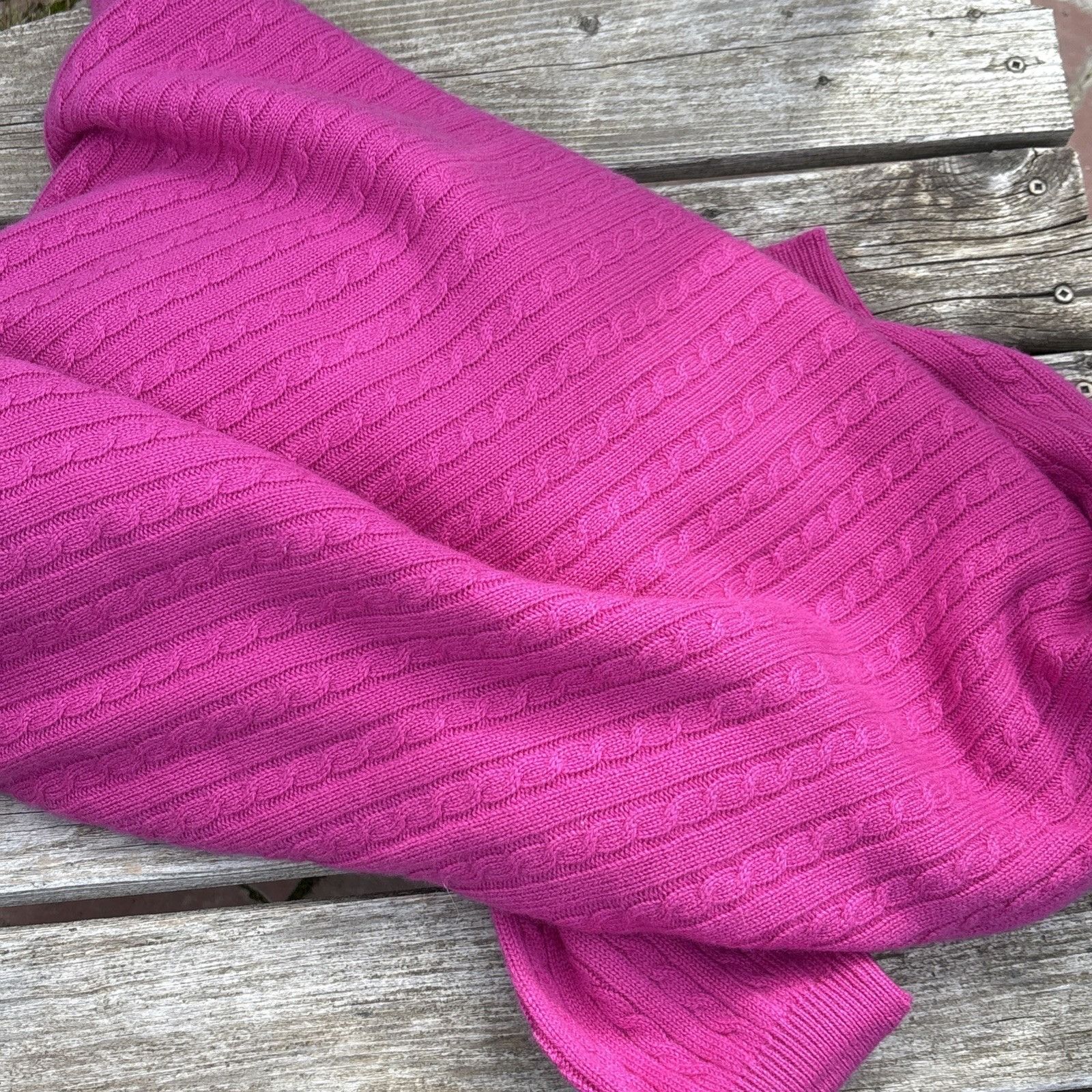 Lyle & Scott Lyle & Scott Cashmere Sweater Womens XL Fuchsia Cable Knit P Size XL / US 12-14 / IT 48-50 - 8 Thumbnail