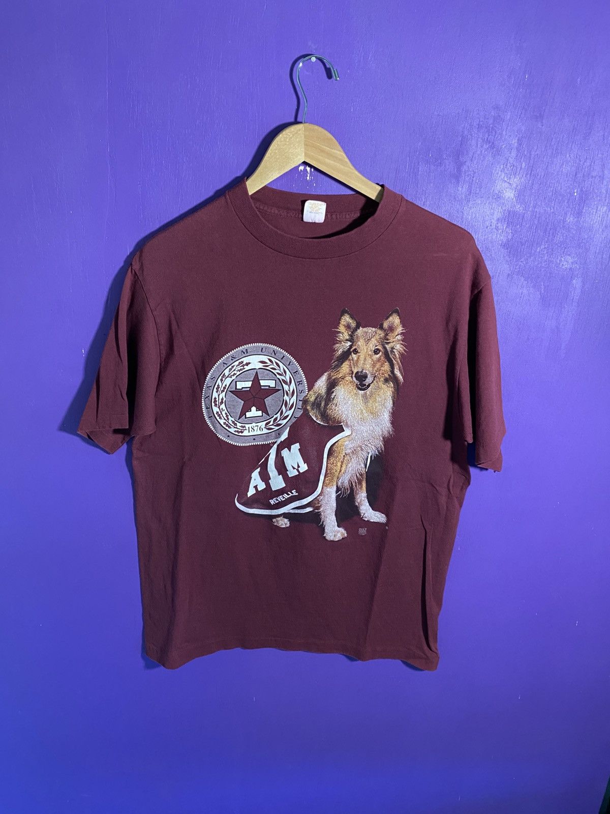 Vintage Vintage 80s Texas ATM Aggies Reveille dog mascot t-shirt Size US L / EU 52-54 / 3 - 1 Thumbnail