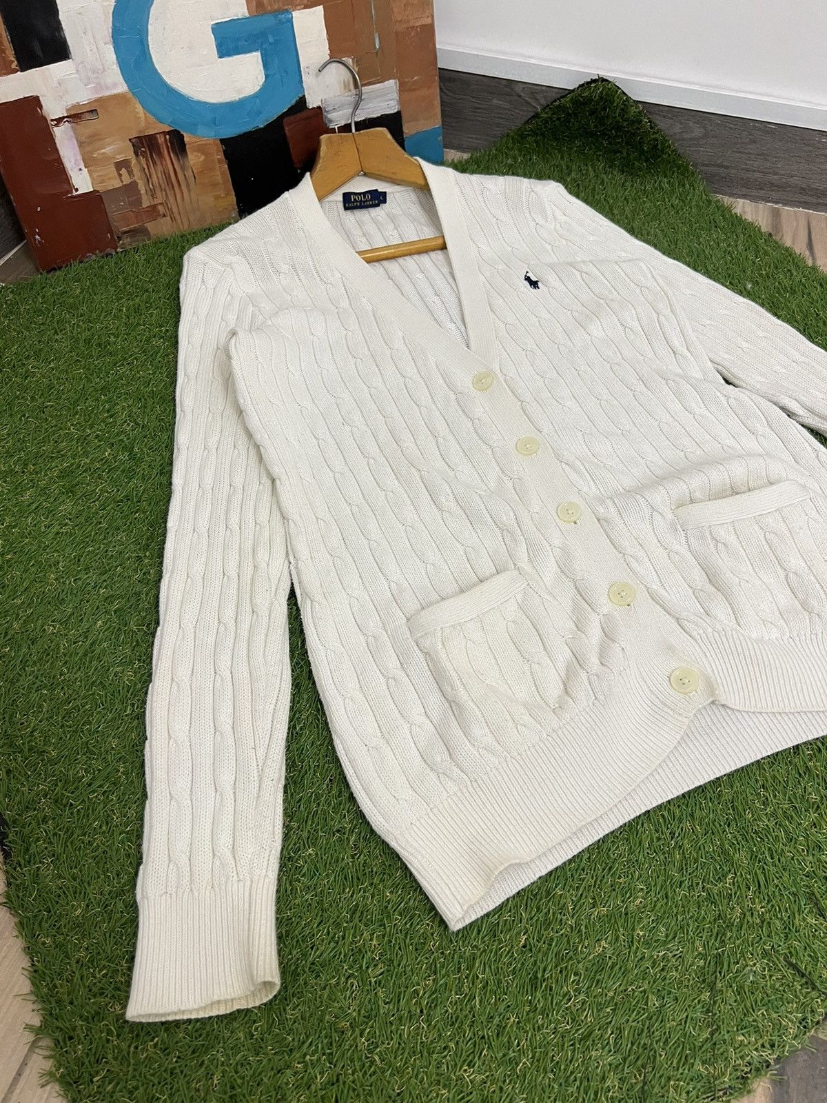 Polo Ralph Lauren × Vintage Polo Ralph Lauren Cardigan Knit Cotton Sweater V-Neck Button Size L / US 10 / IT 46 - 4 Thumbnail