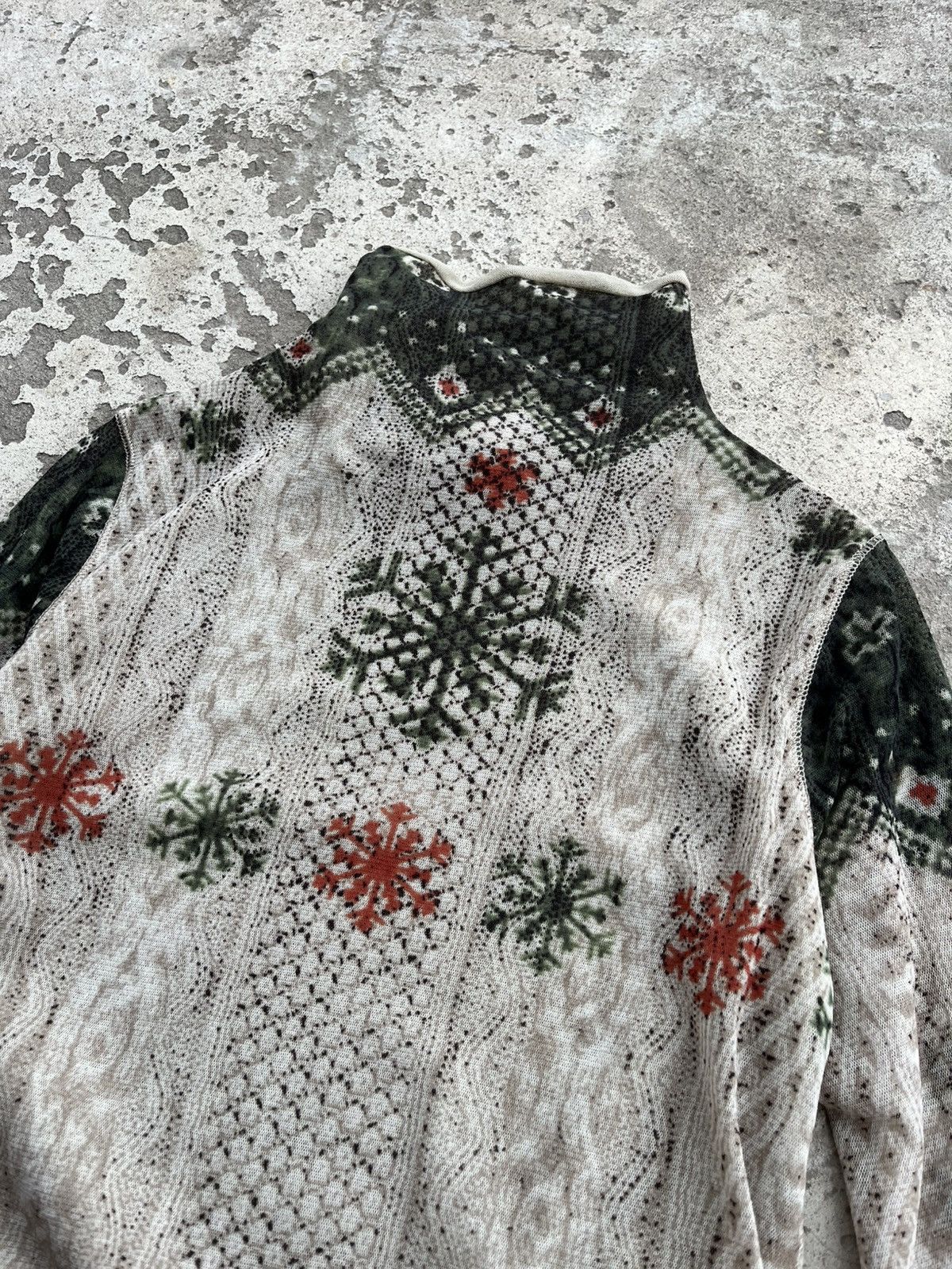 Jean Paul Gaultier Jean Paul Gaultier Vintage Mesh Top Snowflake Printed Blouse Size M / US 6-8 / IT 42-44 - 4 Thumbnail