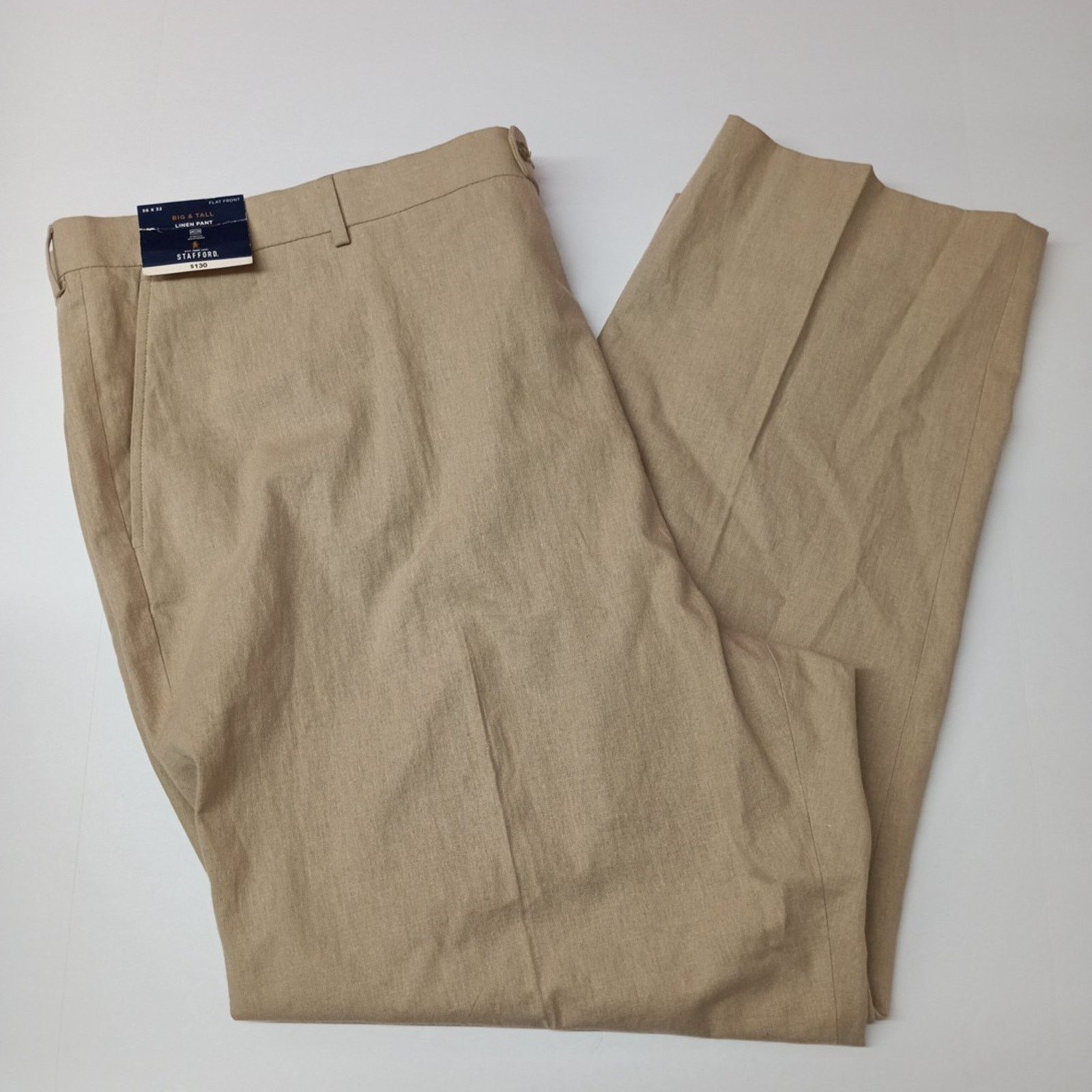 Stafford Stafford Linen Dress Pants Men's Big & Tall Size 56x32 Stone Size US 44 / EU 60 - 1 Thumbnail