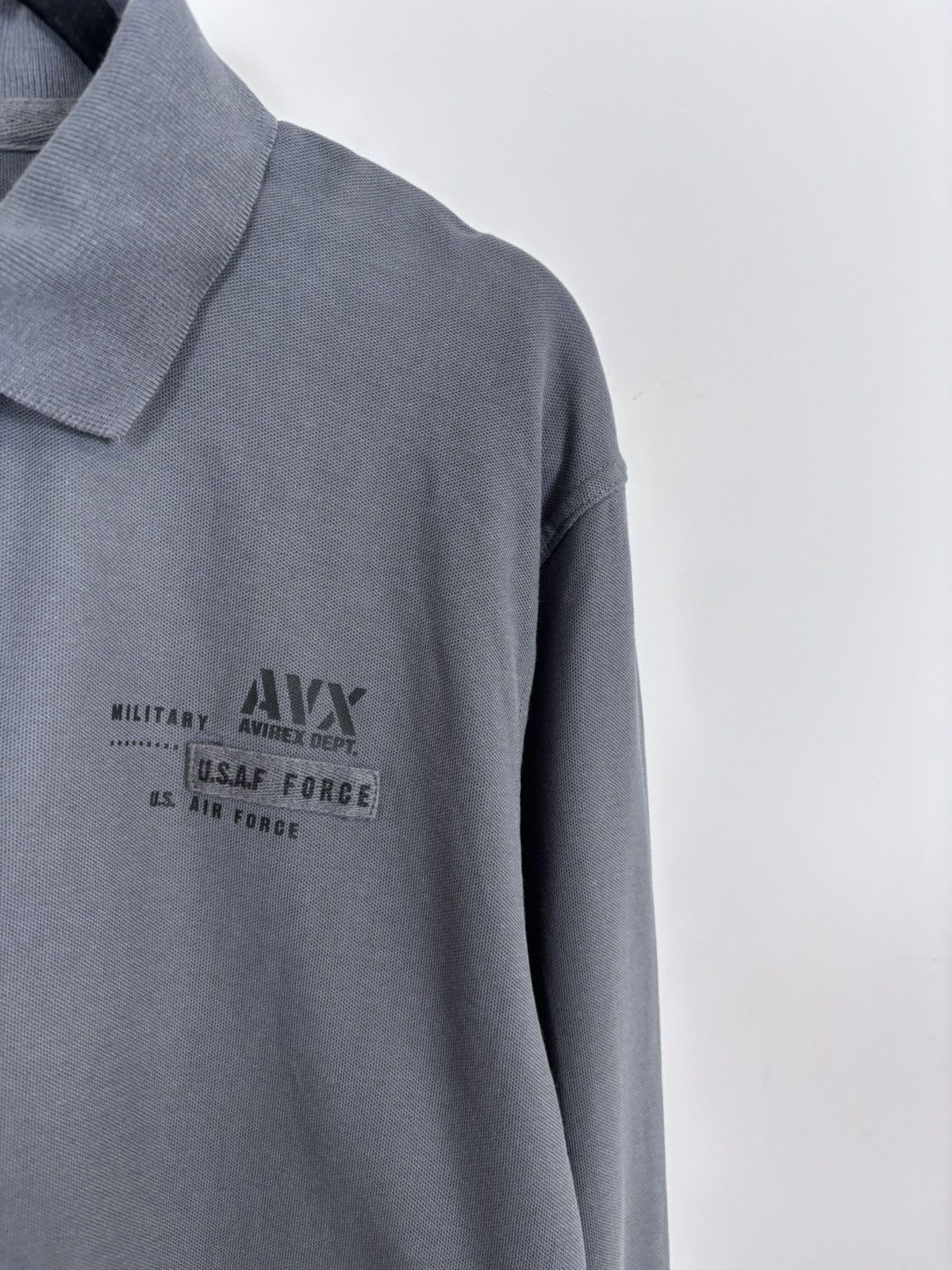 Avirex Avirex Men’s US Air Force Gray Long Sleeve Polo Shirt Size US XXL / EU 58 / 5 - 5 Thumbnail