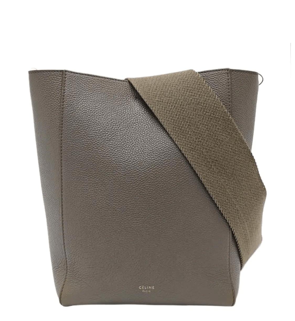 Celine Sangle Small Etoupe Cowhide Leather Shoulder Bag Crossbody Bag Gold Hardw in Gray, Women's