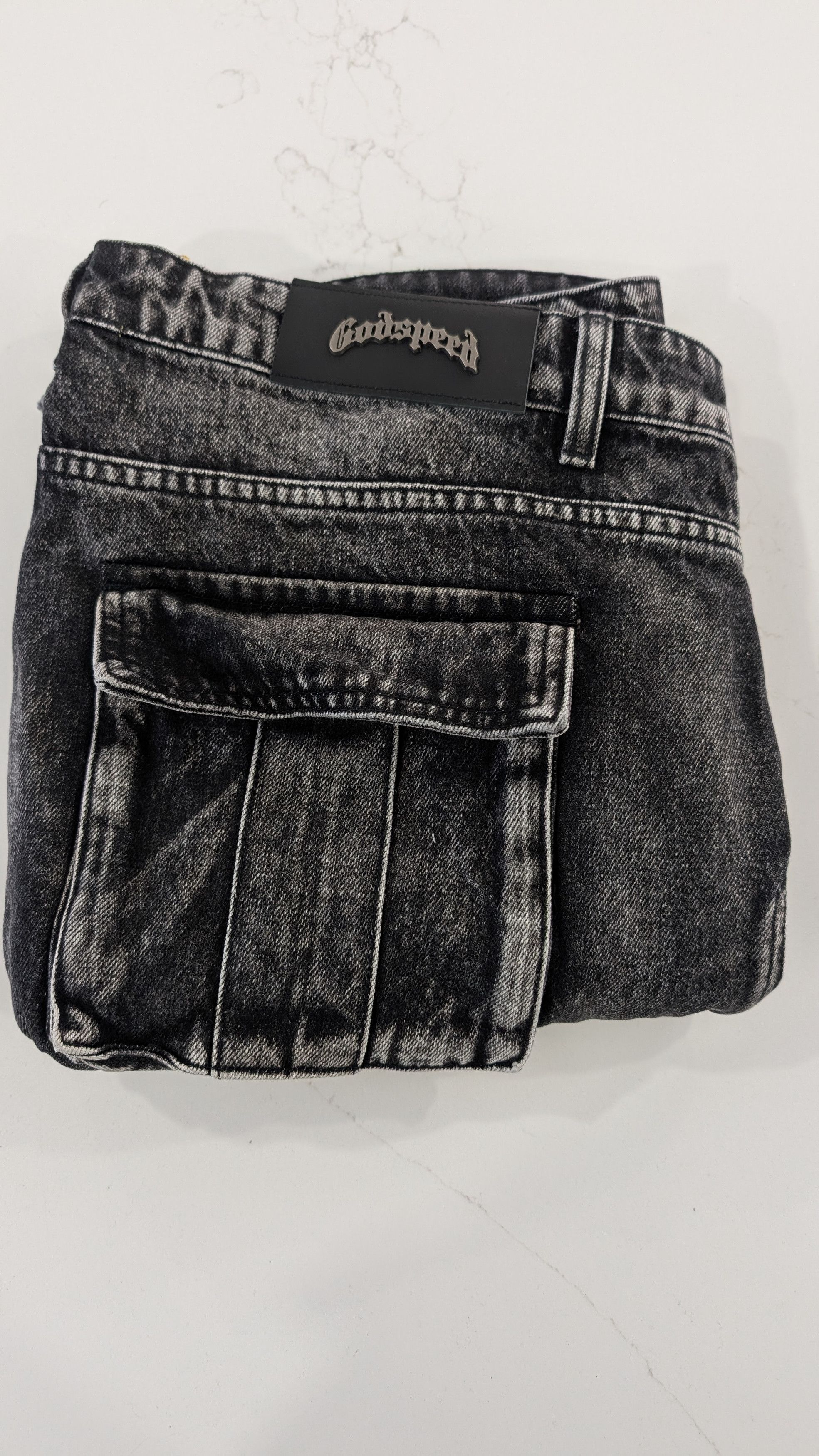 Godspeed Godspeed Octagon Denim Cargo Shorts Grey Wash 38 Size US 38 / EU 54 - 5 Thumbnail