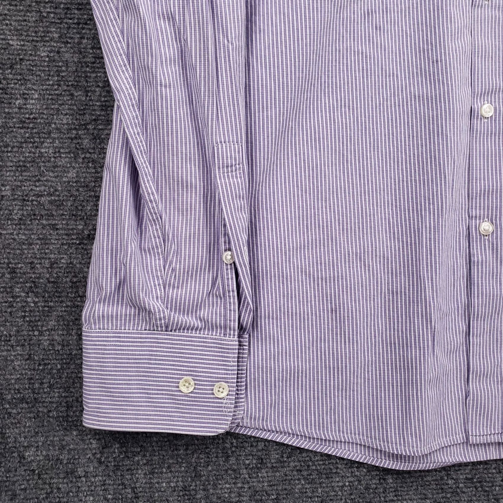 Hugo Boss HUGO BOSS Dress Shirt Mens 15.5 Purple Striped Long Sleeve Button Up Sharp Fit Size 42R - 3 Thumbnail