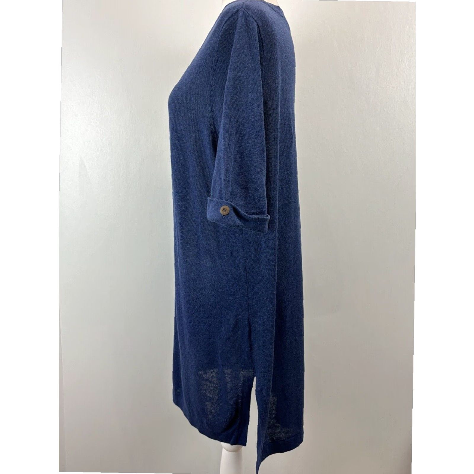 J. Jill J. Jill Women's Blue Short Sleeve Linen Knit Sweater Tunic Medium Coastal Size M / US 6-8 / IT 42-44 - 2 Thumbnail