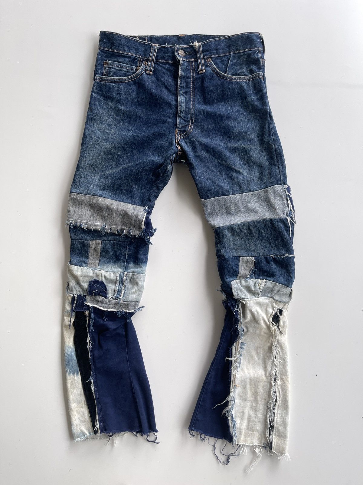 Vintage Vintage WestRider Remake Patchwork Distressed Flare Size 29" - 6 Thumbnail