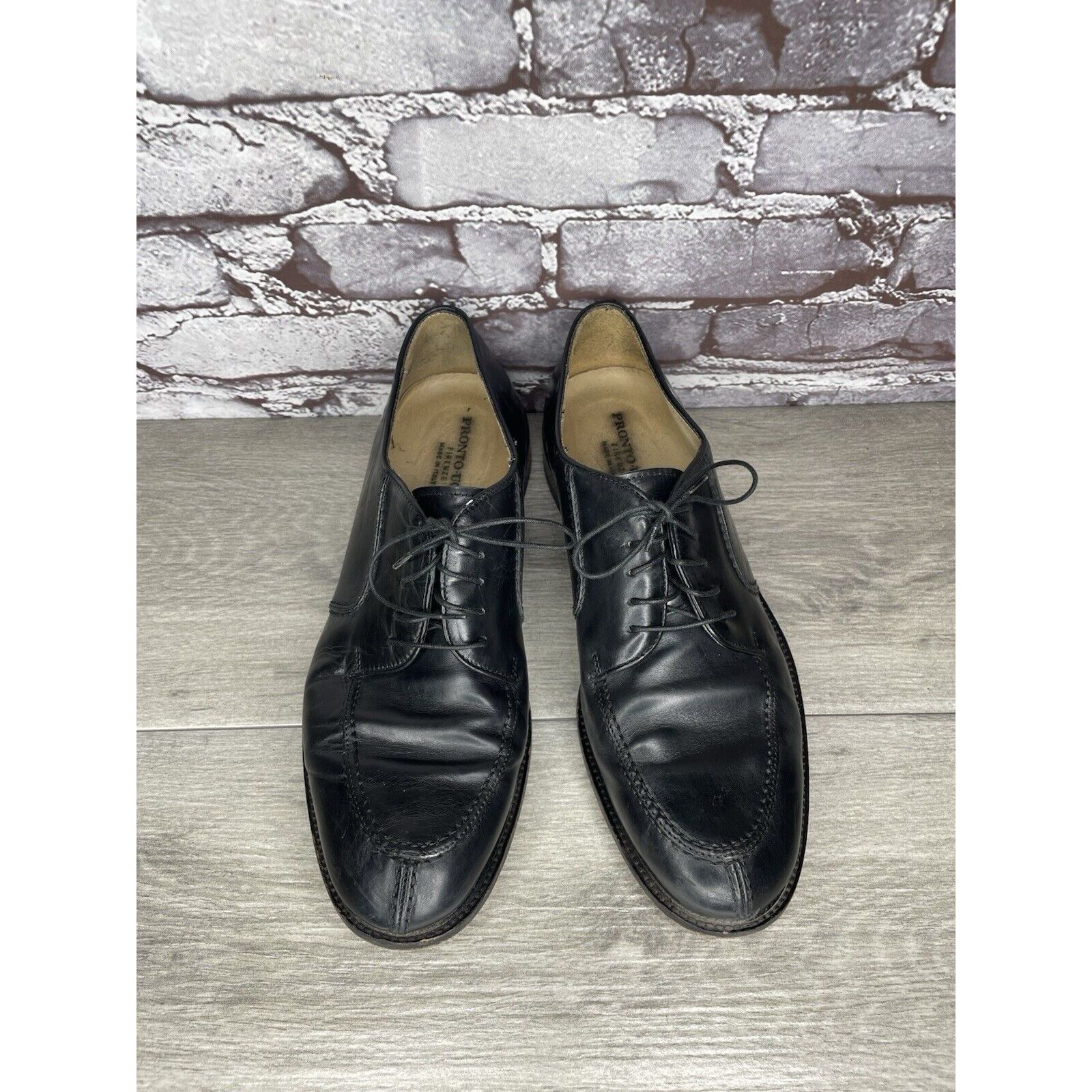 Pronto Uomo PRONTO UOMO Black Leather Split Toe Oxfords Lace Up Shoes Me Size US 10.5 / EU 43-44 - 15 Thumbnail
