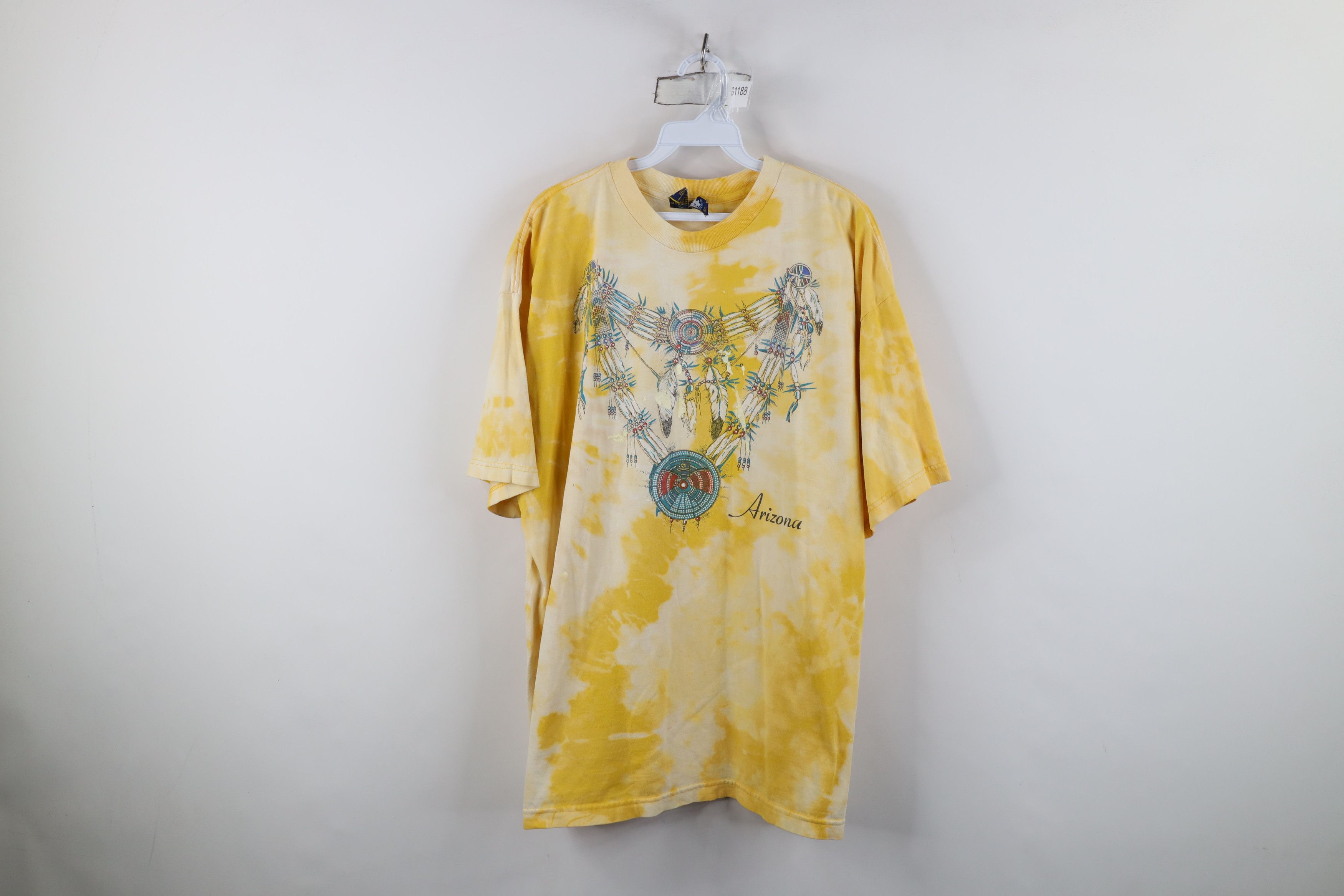 Vintage Vintage 90s Streetwear Wash Arizona Feather Bead T-Shirt USA Size US XL / EU 56 / 4 - 1 Thumbnail
