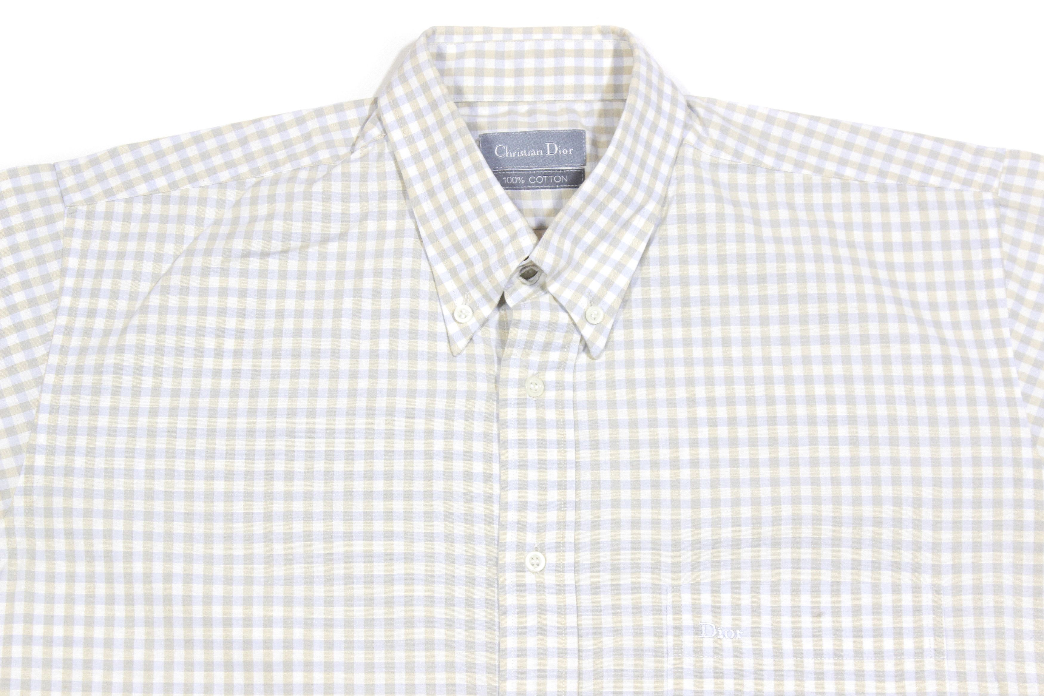 Dior 90S Logo Plaid Shortsleeve Shirt Vintage Size US XL / EU 56 / 4 - 3 Thumbnail