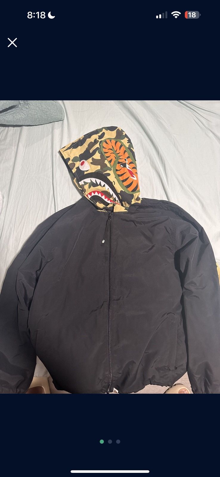 COLOR CAMO SHARK HOODIE DOWN JACKET –