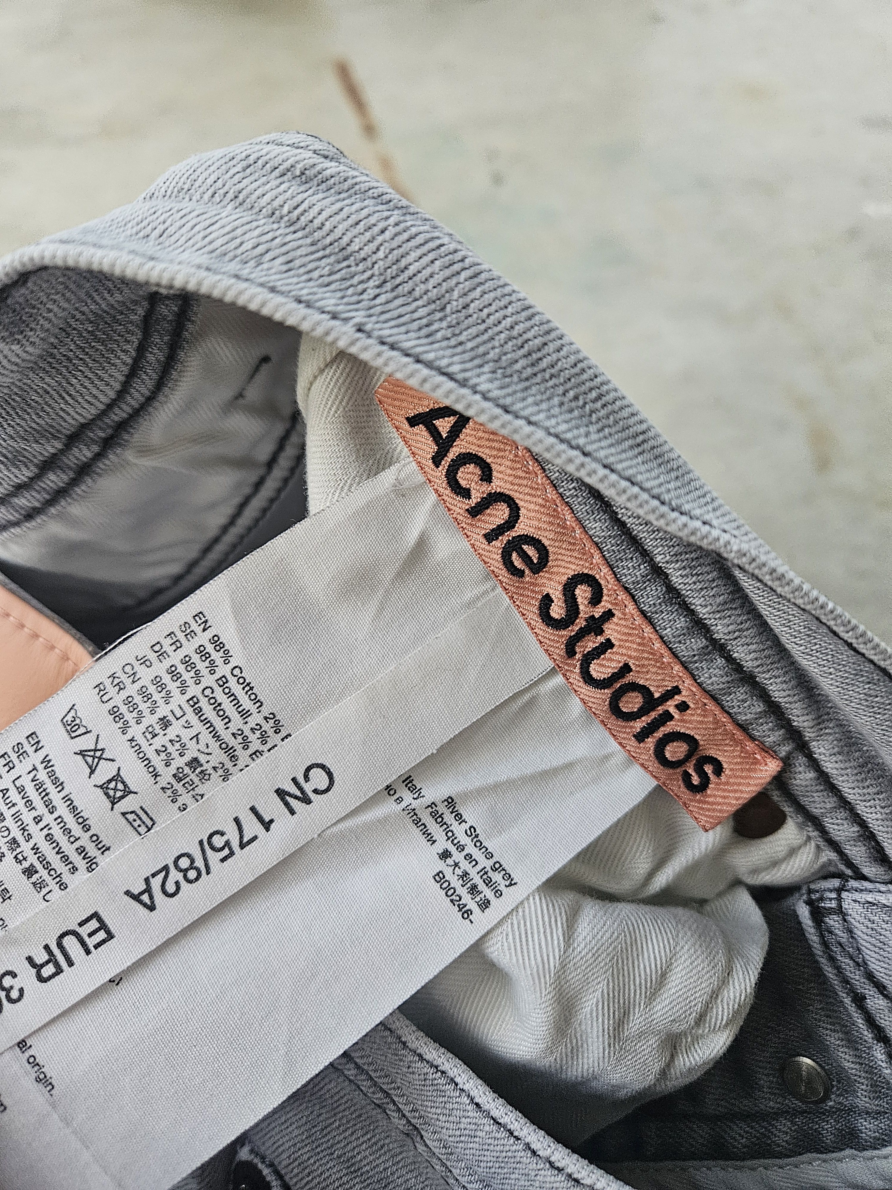 Acne Studios River Stone Grey Leather Back Patch Denim Jeans Size US 30 / EU 46 - 8 Thumbnail