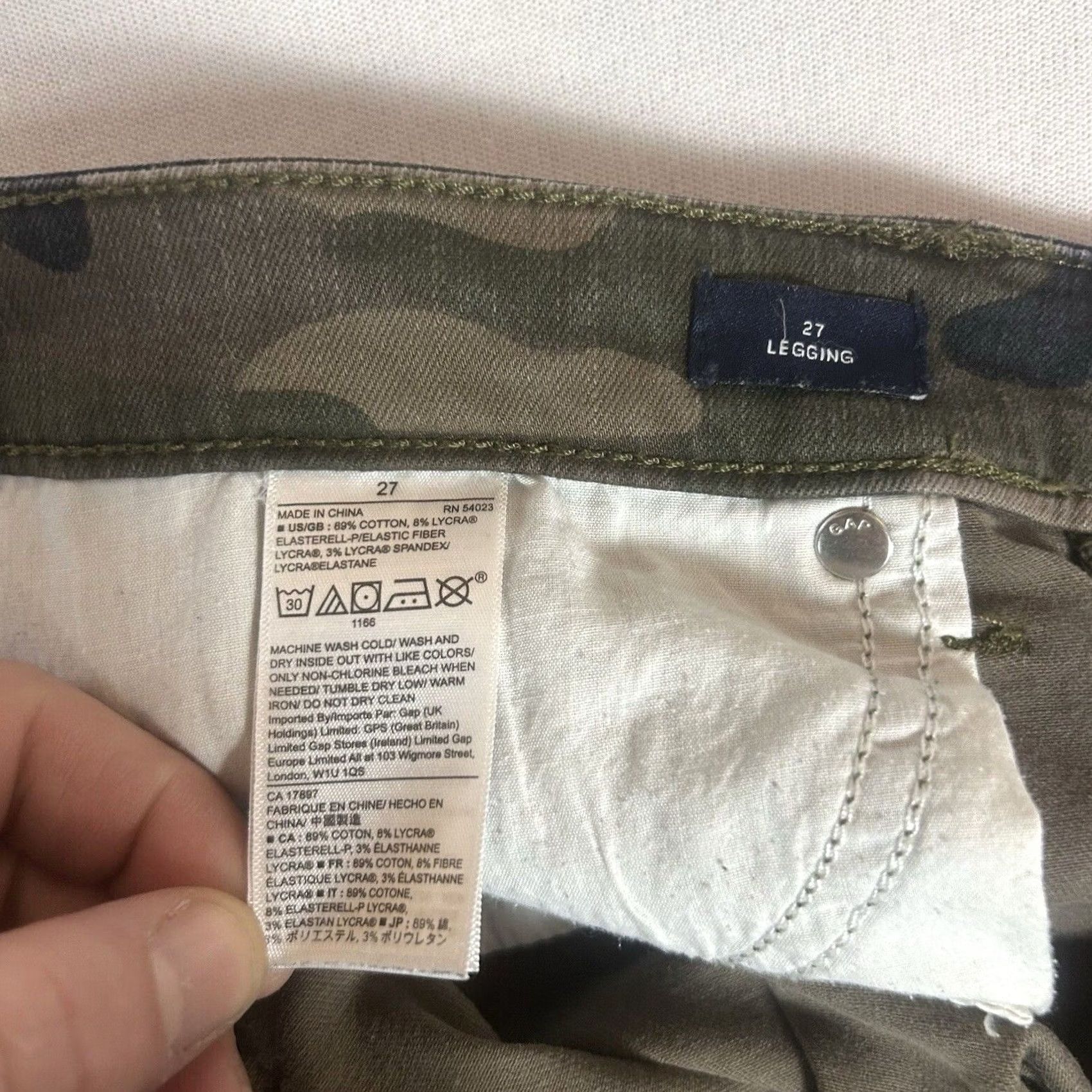 Gap Gap Green Camouflage Denim Leggings Womens 27 Skinny Ankle Camo Jeans Mid Rise Size 27" / US 4 / IT 40 - 4 Thumbnail
