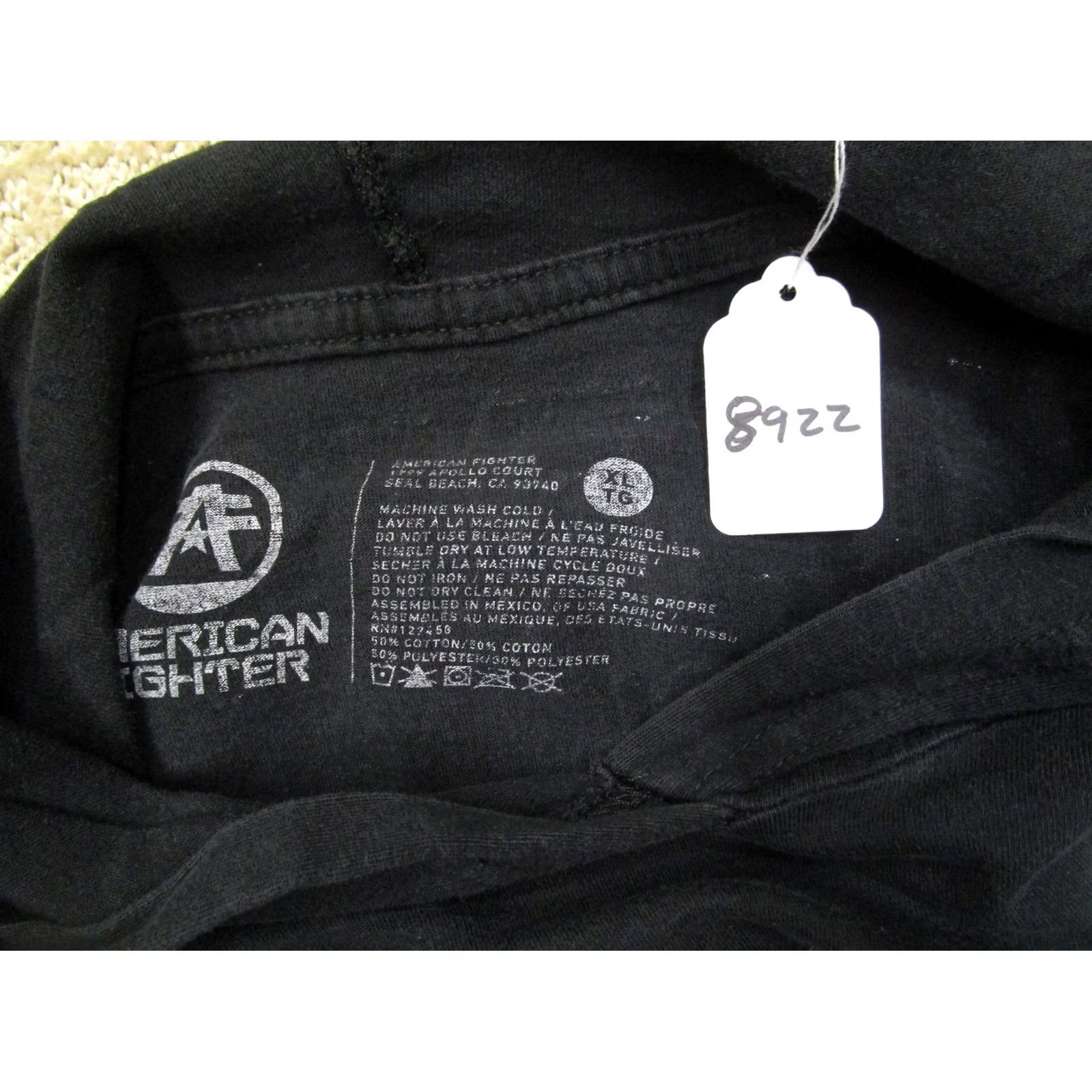 Vintage American Fighter Hoodie Women XL Gray Lightweight Moisture Wicking Mock Neck Pullover Casual Sports Logo Geometric Pattern Size XL / US 12-14 / IT 48-50 - 8 Thumbnail