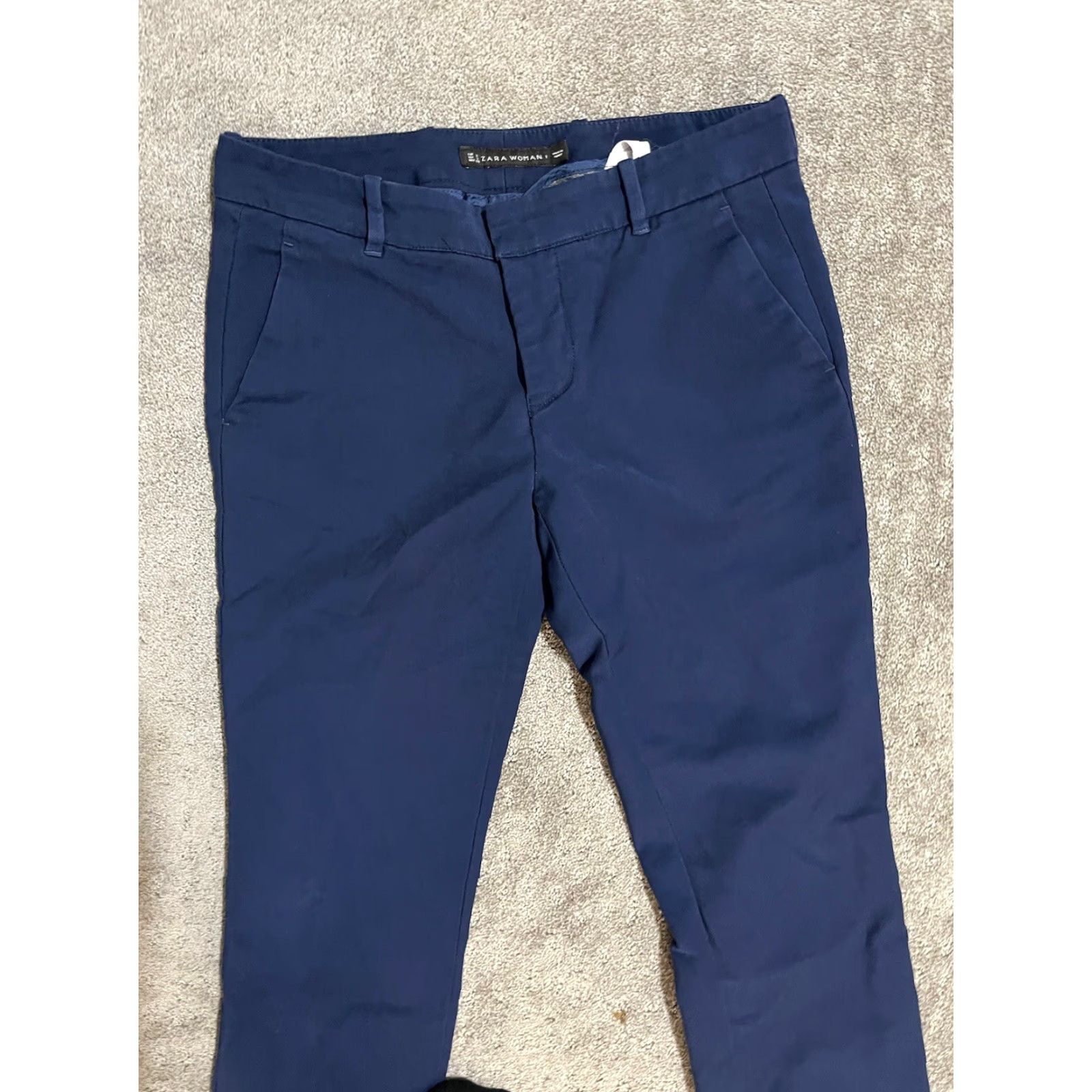 Zara Zara Pants Adult 5 Navy Blue Straight Leg Slim Fit Pockets Career Womens Size 27" / US 4 / IT 40 - 2 Thumbnail