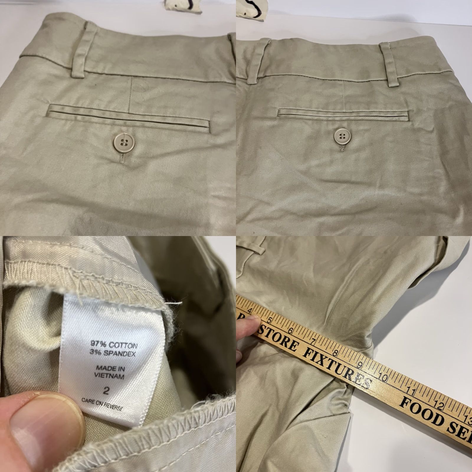 Sea New York VINTAGE None Women's Shorts Chino Flat Front Khaki Spring Summer Casual 30in Beige Size 26" / US 2 / IT 38 - 8 Thumbnail