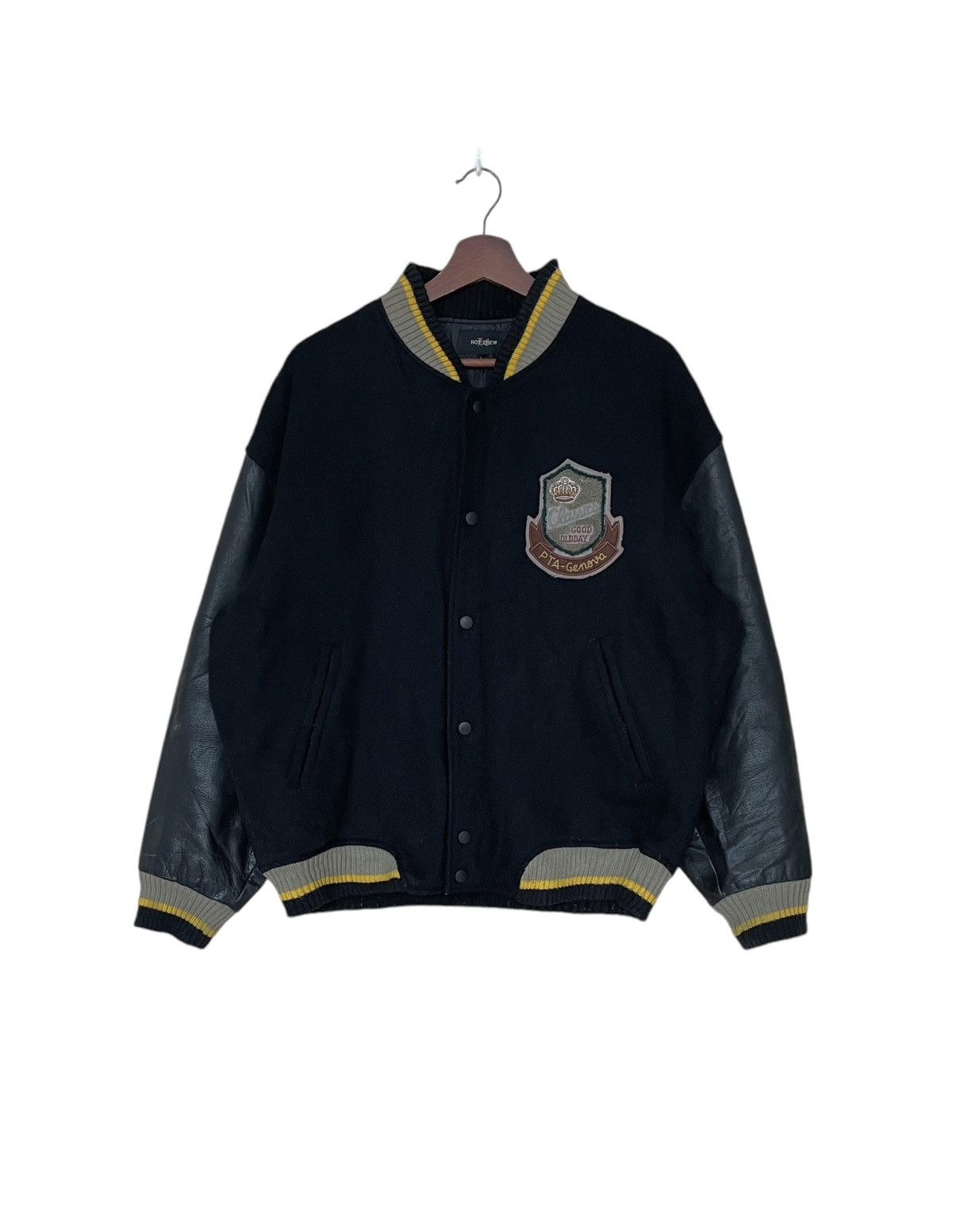Vintage Vintage Brand Hotcrew Leather Varsity Jacket 1980s Size US L / EU 52-54 / 3 - 1 Thumbnail