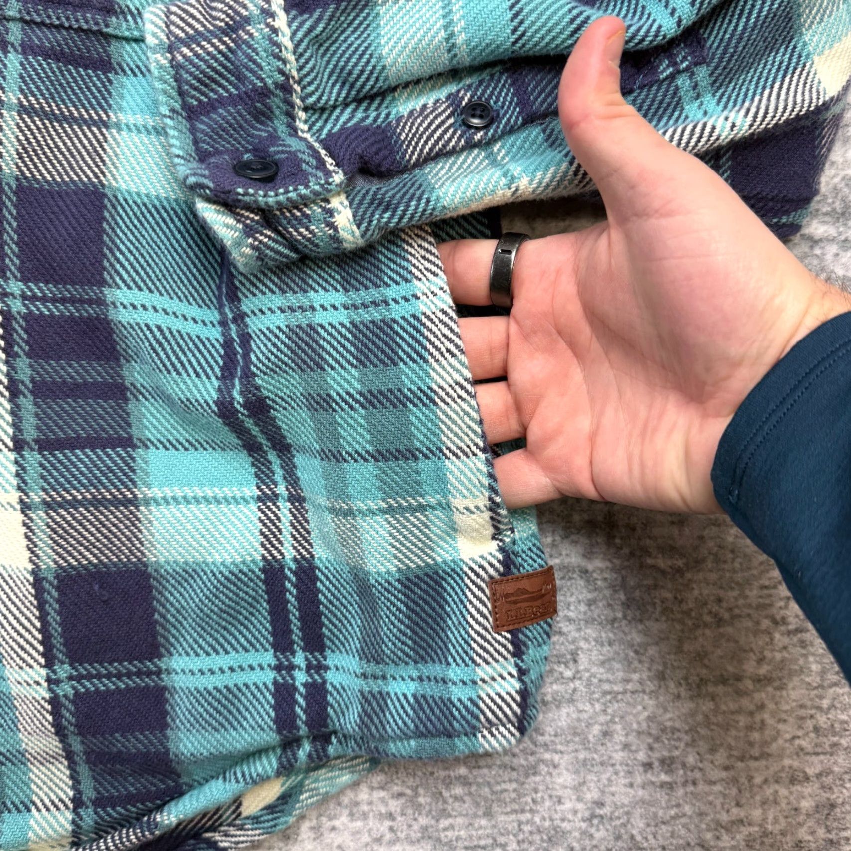 Vintage L.L. Bean Shirt Women Medium Plaid Overshirt Shacket Blue Teal 1912 Pocket Button-Up Casual Fall Winter Size M / US 6-8 / IT 42-44 - 6 Thumbnail