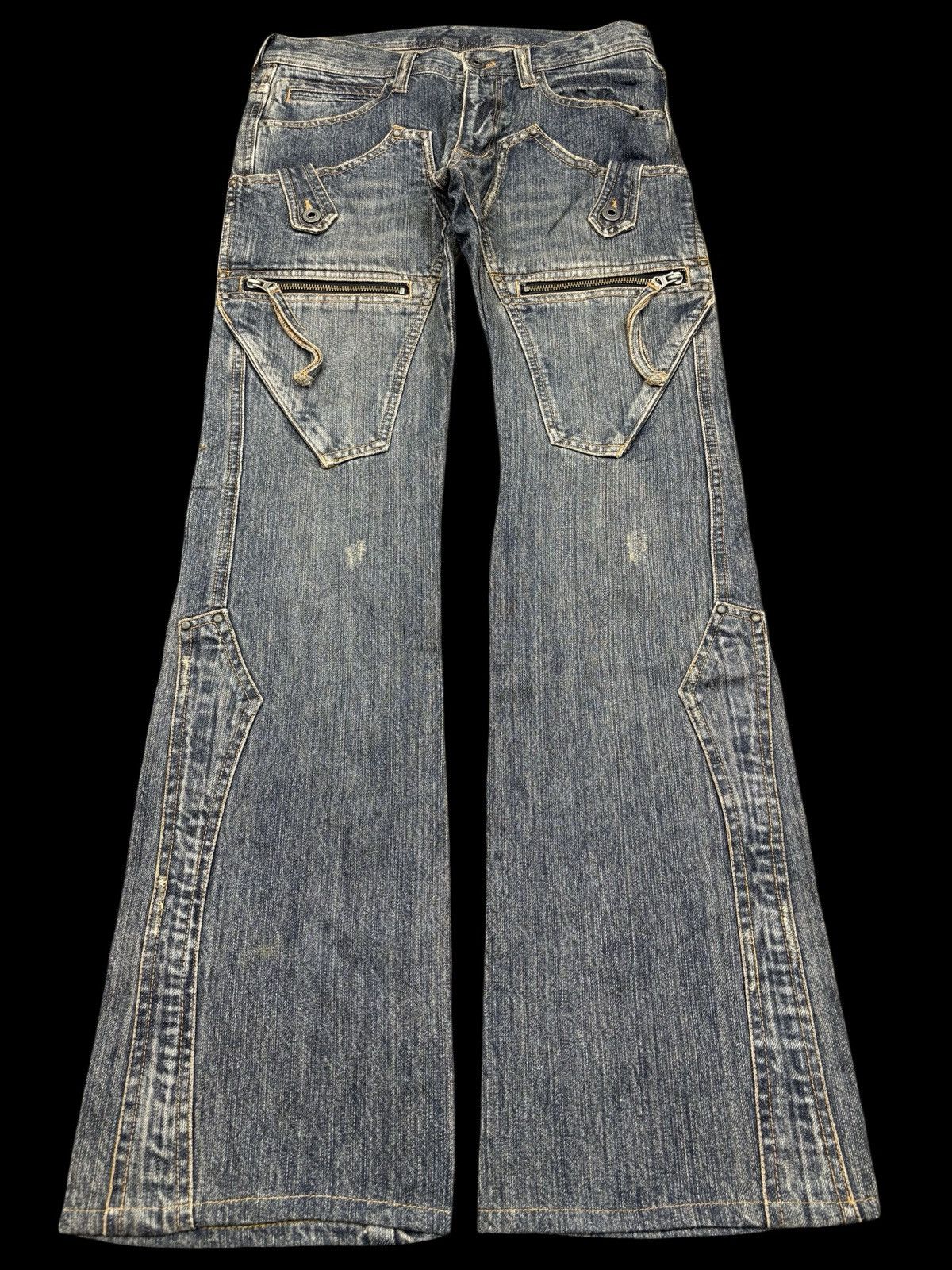 Japanese Brand 💥SUPER FLARE💥EDGE RUPERT Multipocket Flare Punk Jeans F701 Size US 29 - 1 Thumbnail