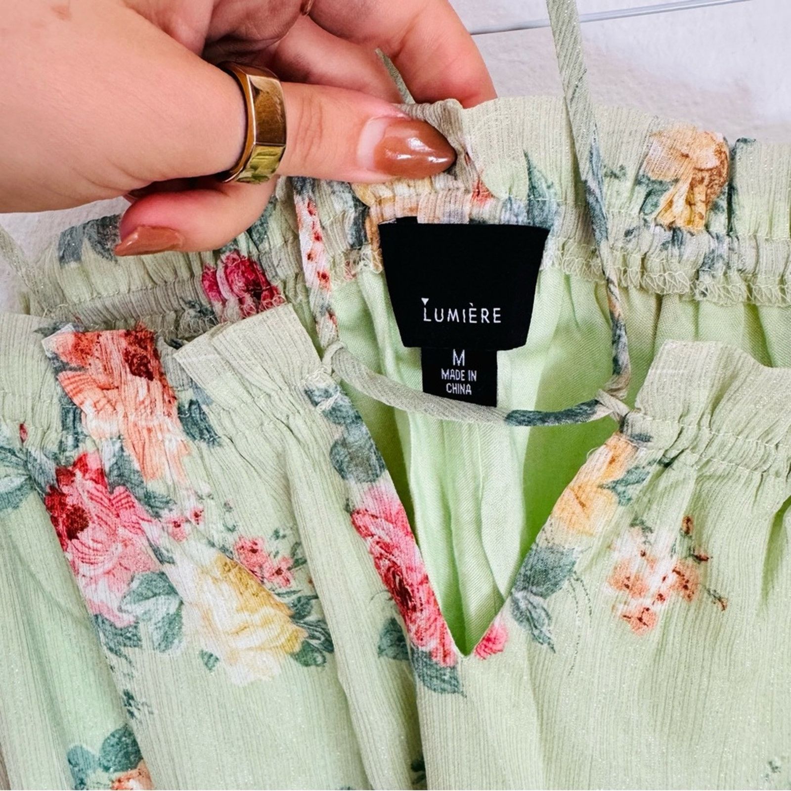 Anthropologie NEW ANTHROPOLOGIE Mint Green Floral Tank Blouse Shirt Top M Size M / US 6-8 / IT 42-44 - 4 Thumbnail