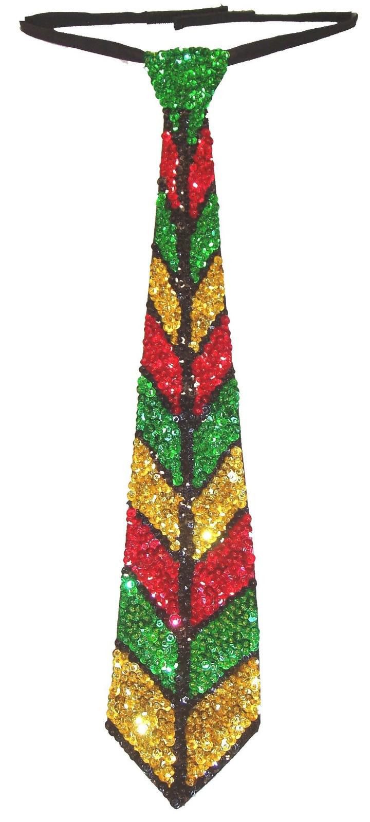 Designer Sequin Neck Tie JAMAICA COLORS Adult Unisex Size ONE SIZE - 1 Preview