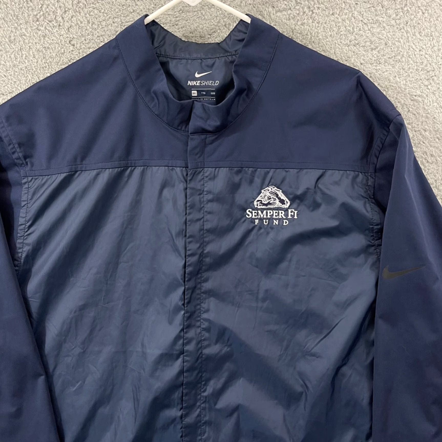 Nike Nike Shield Jacket Mens 2XL Blue Semper Fi Military Sport Zip Active Outdoor Windbreaker Jacket Size US XXL / EU 58 / 5 - 3 Thumbnail