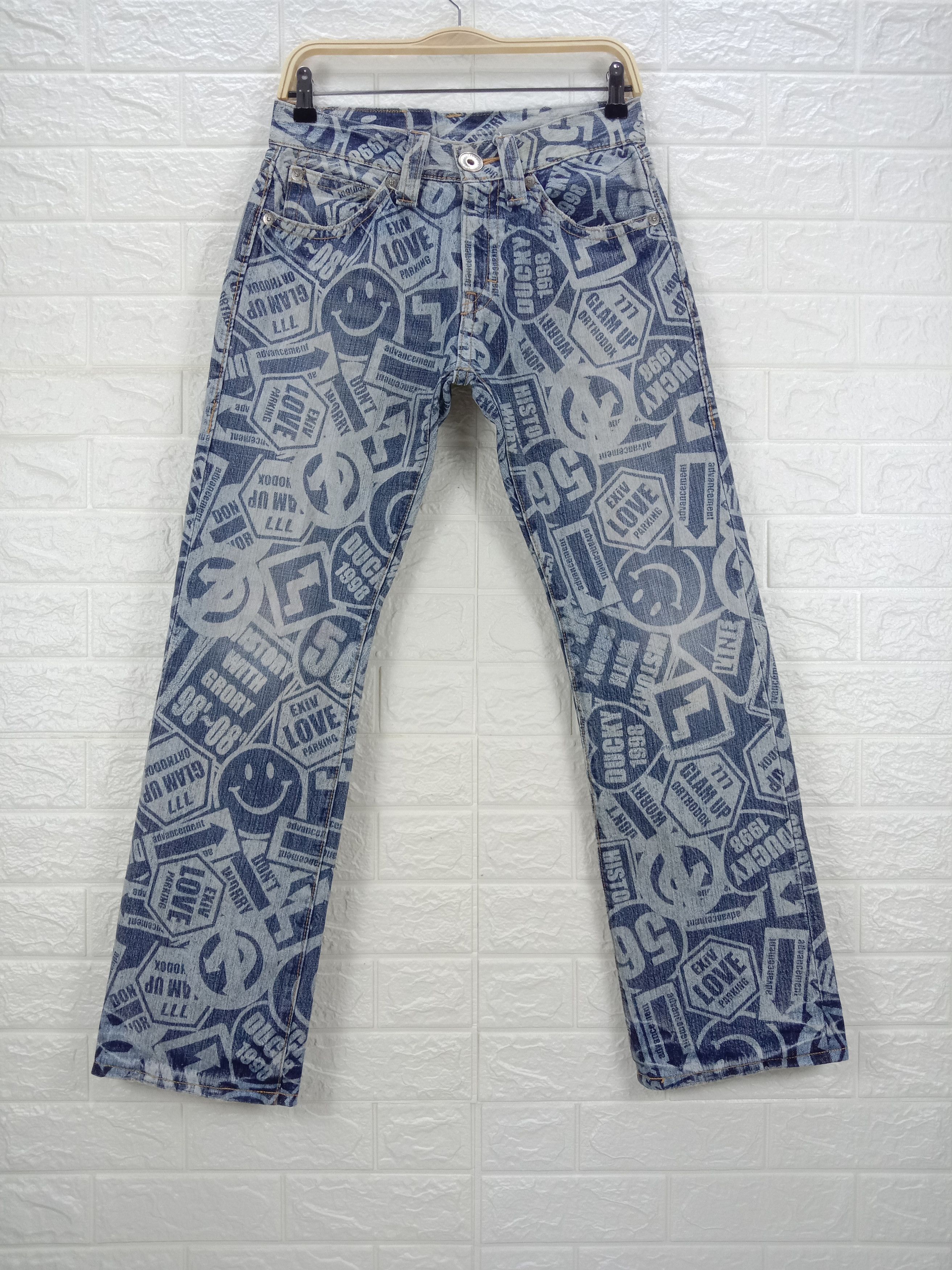 Japanese Flare Co&Lu Full Print Hysteric Glamour Style Jeans