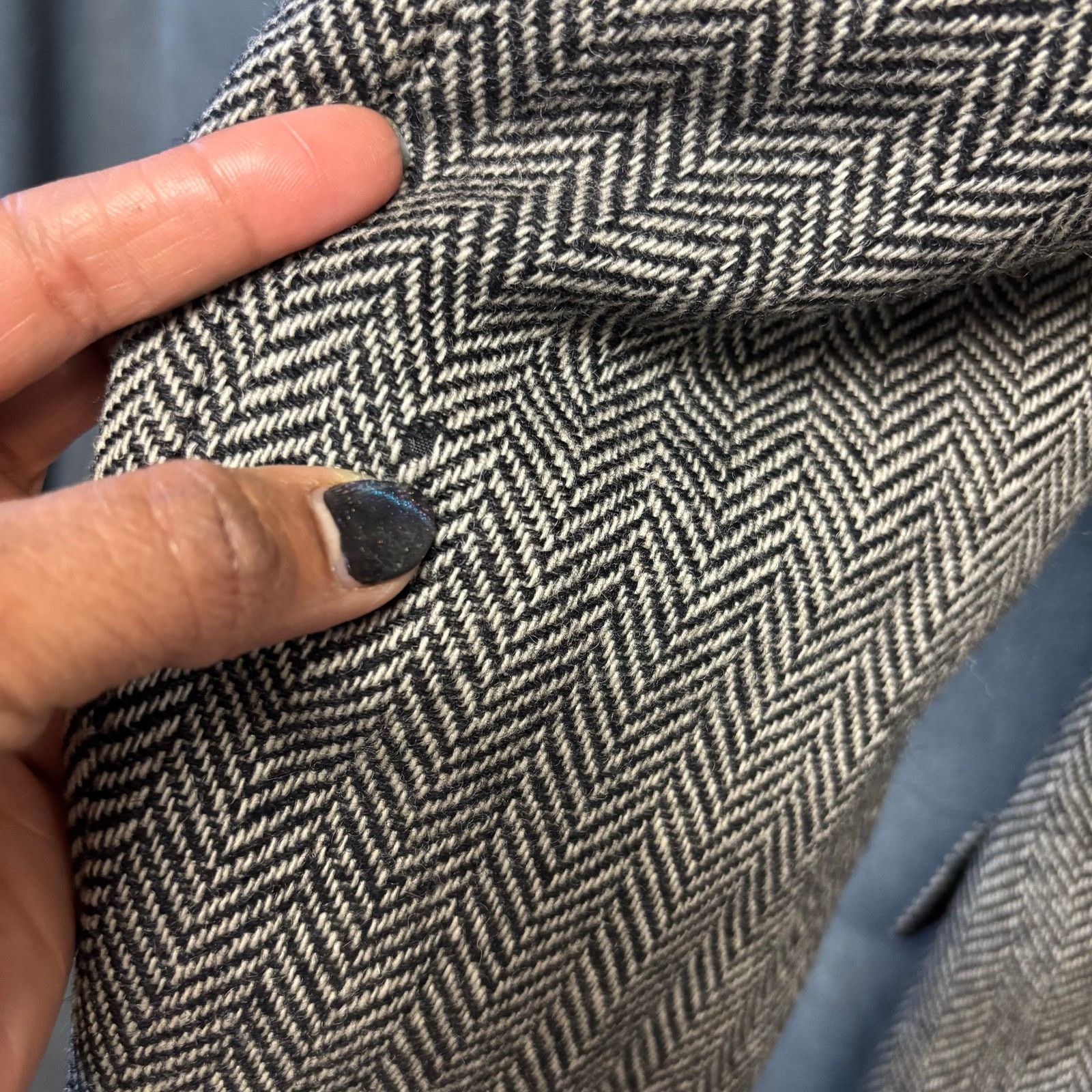 Other Vintage Christopher Hayes 100% Wool 44R Herringbone Blazer Size 44R - 3 Thumbnail